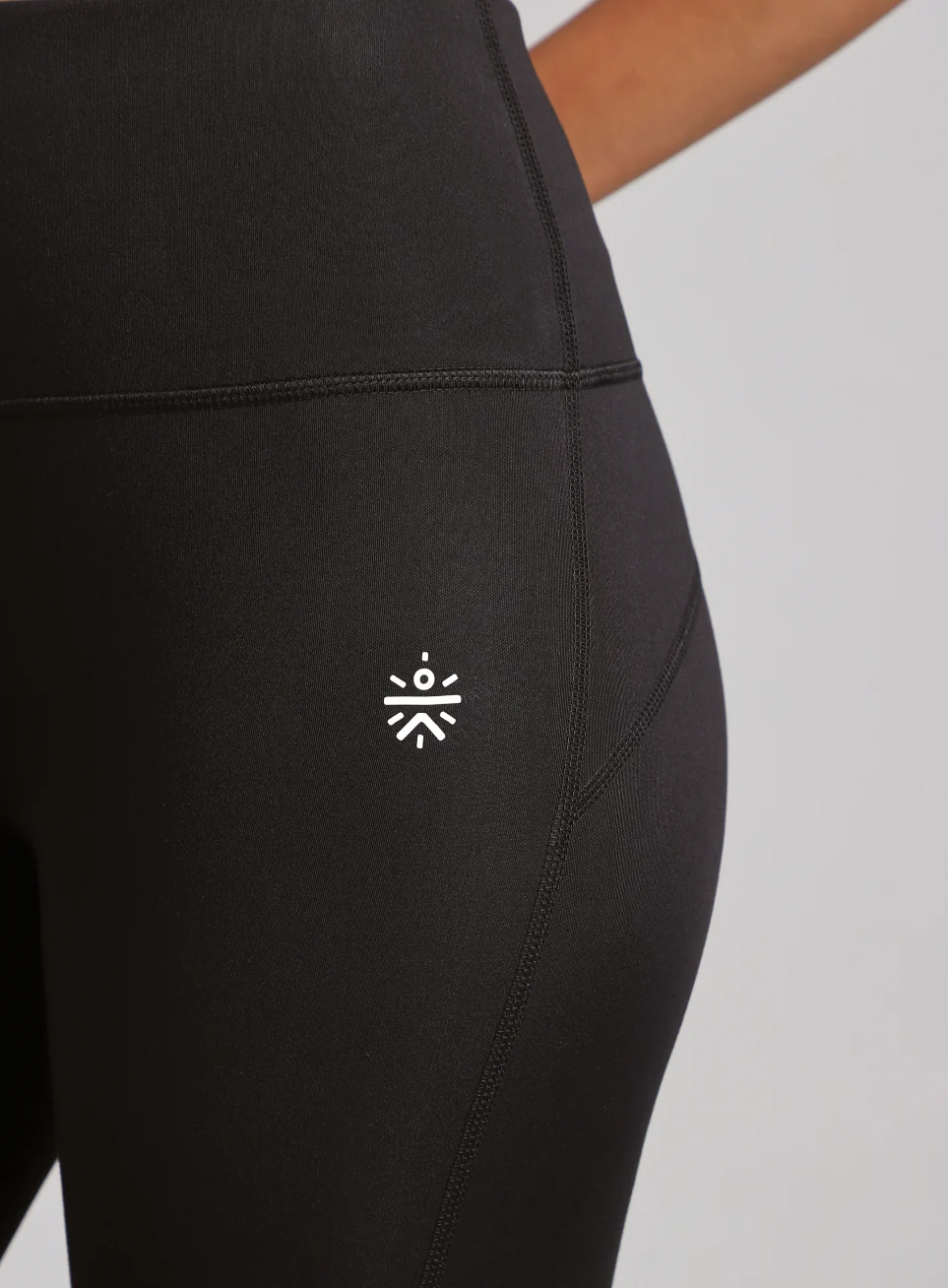 Absolute Fit Solid Black Yoga Tights with Sheer Mesh Panels - Image 7