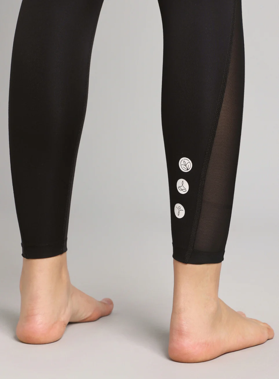 Absolute Fit Solid Black Yoga Tights with Sheer Mesh Panels - Image 8
