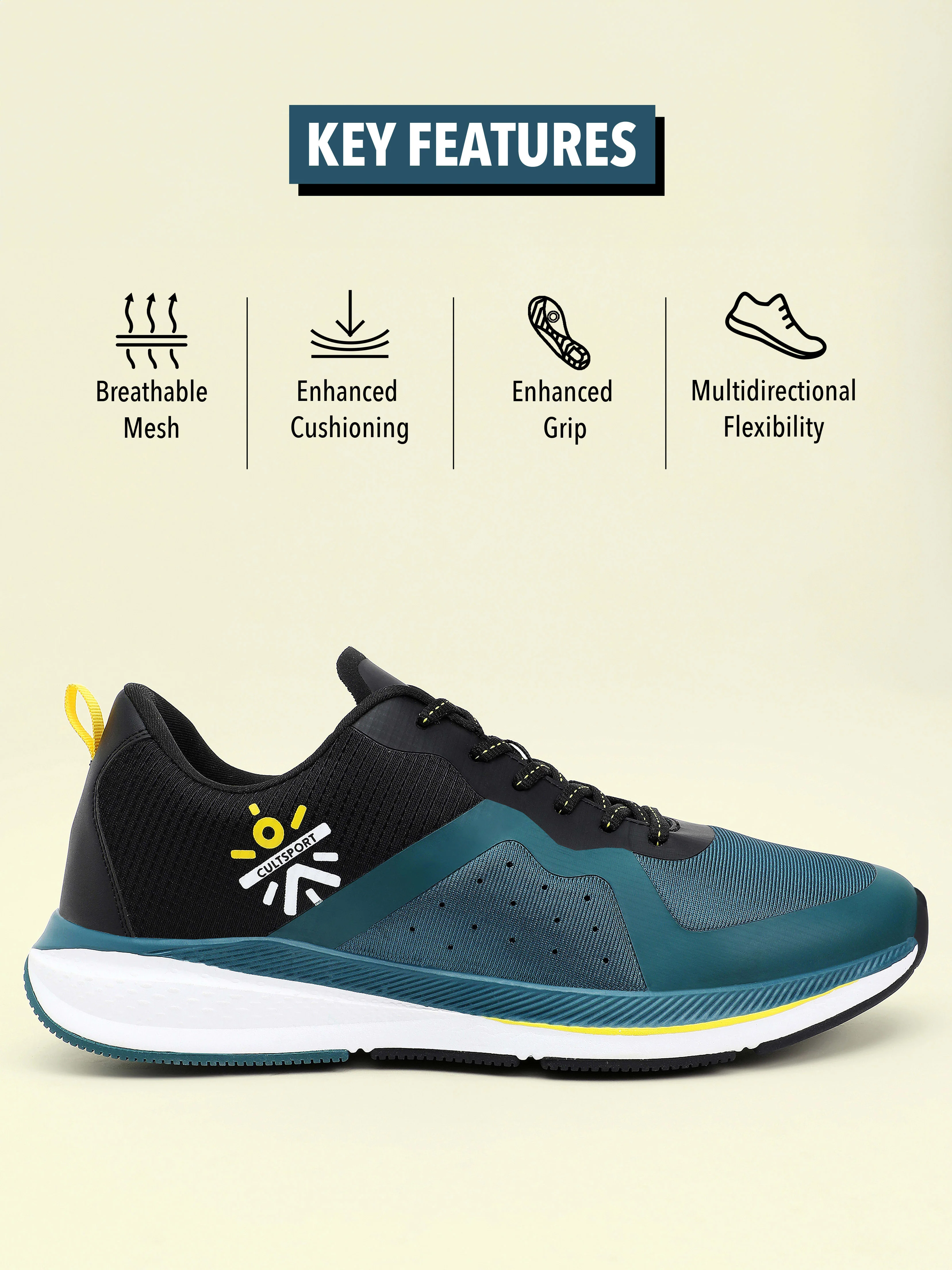 cult Speedster Men Running Shoes - Black/ Dark Teal - Image 3