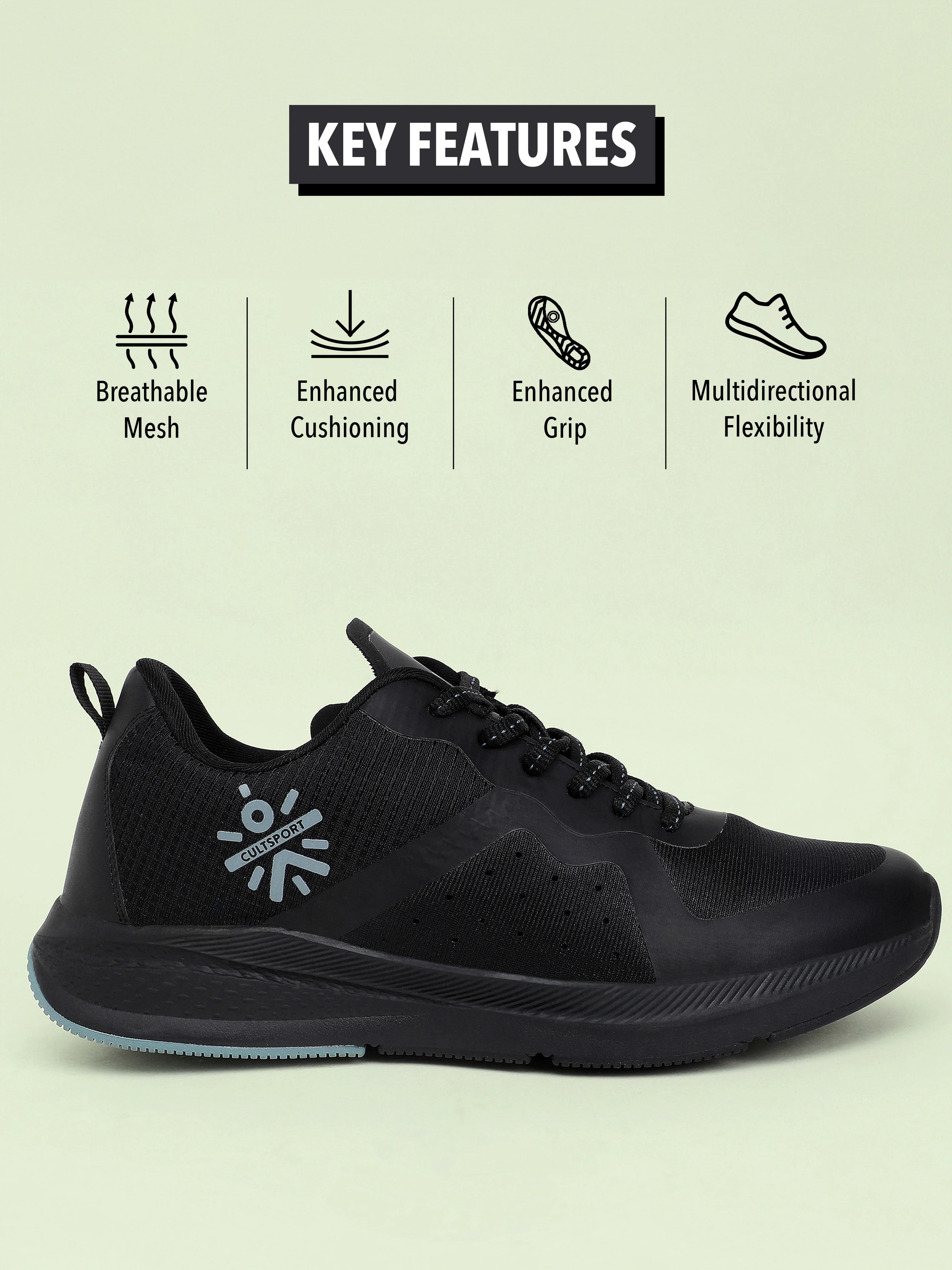 cult Speedster Men Running Shoes - Black - Image 3