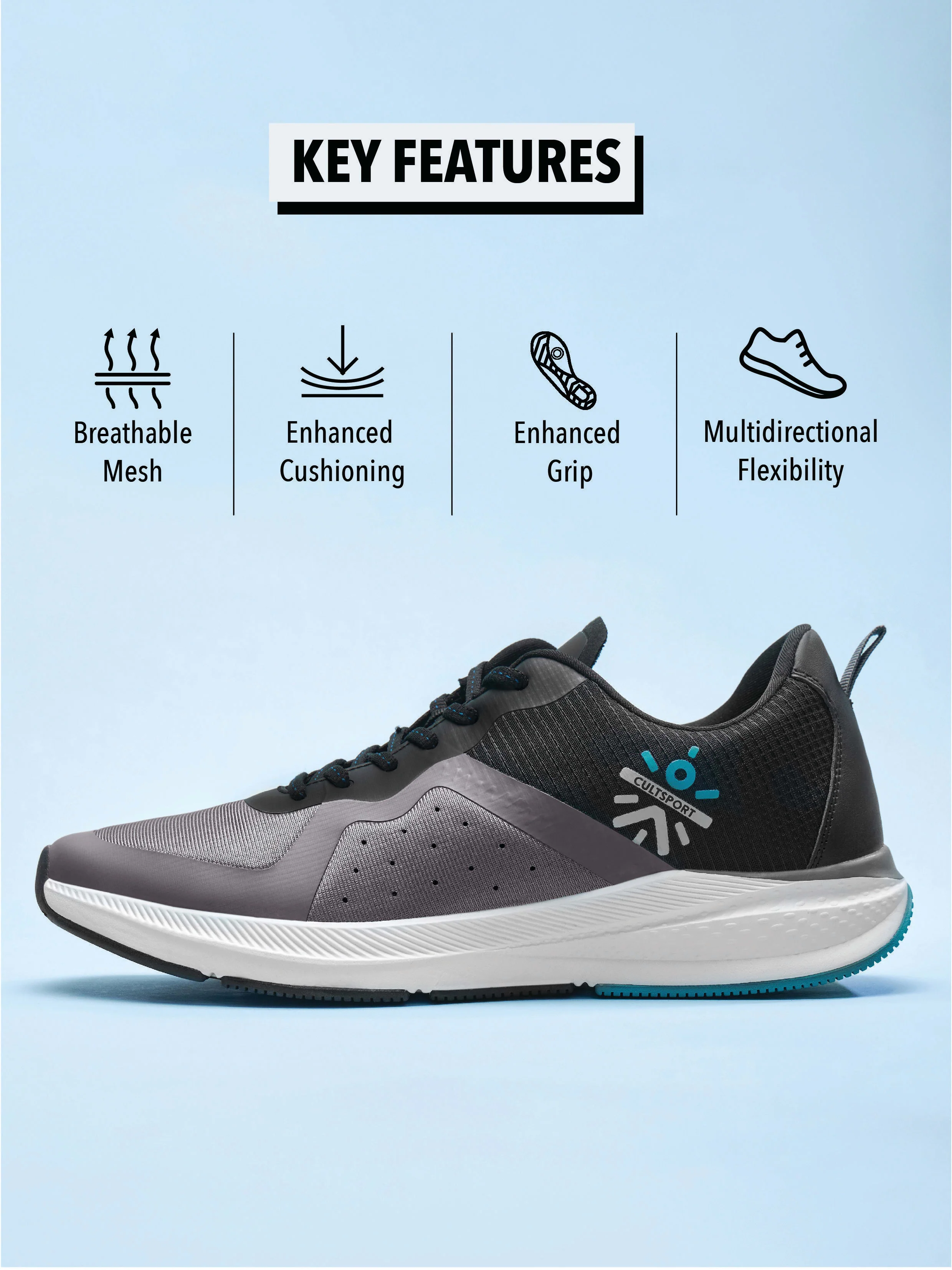 cult Speedster Men Running Shoes - Grey - Image 3