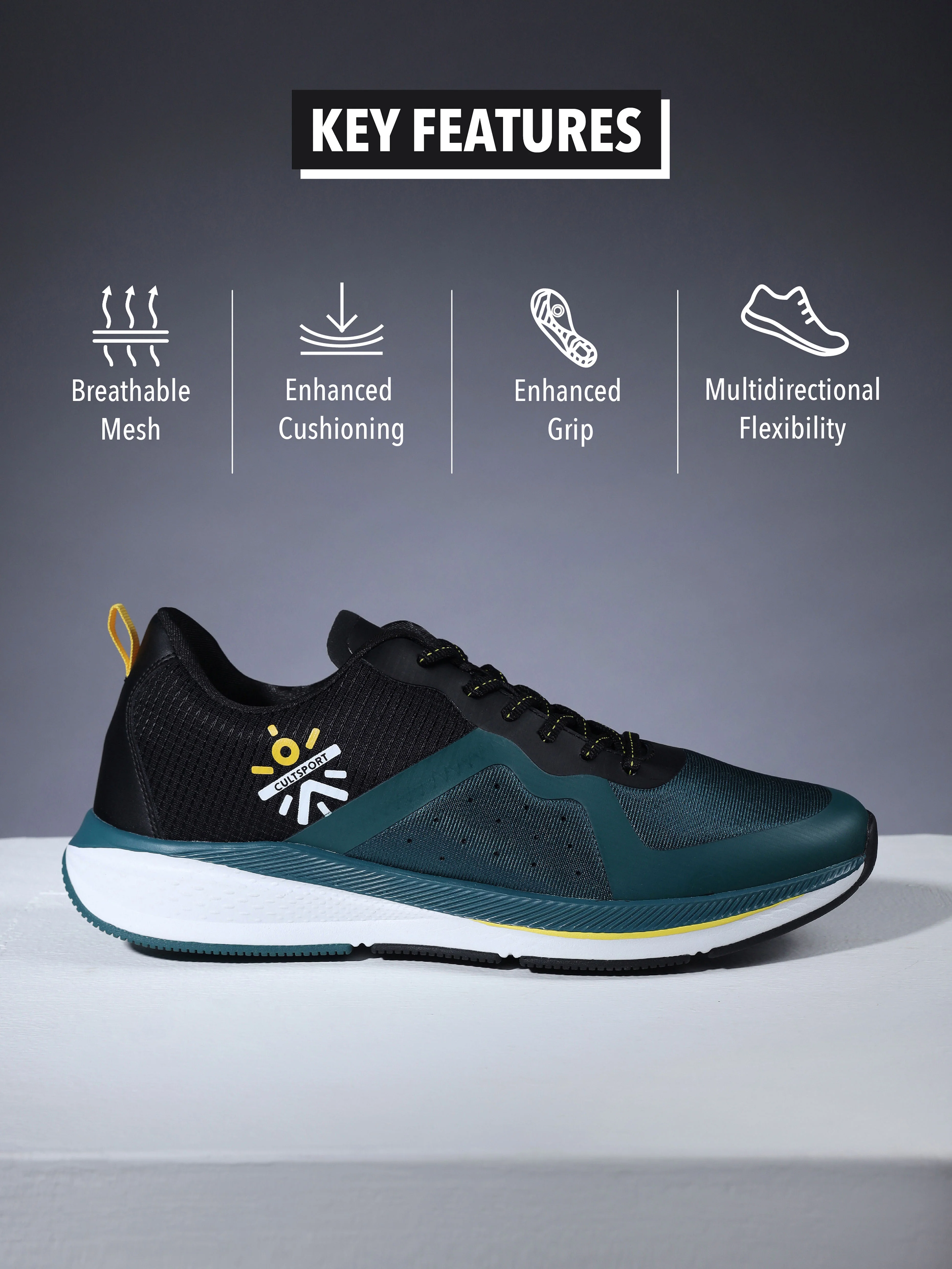 cult Speedster Women Running Shoes - Black/ Dark Teal - Image 3