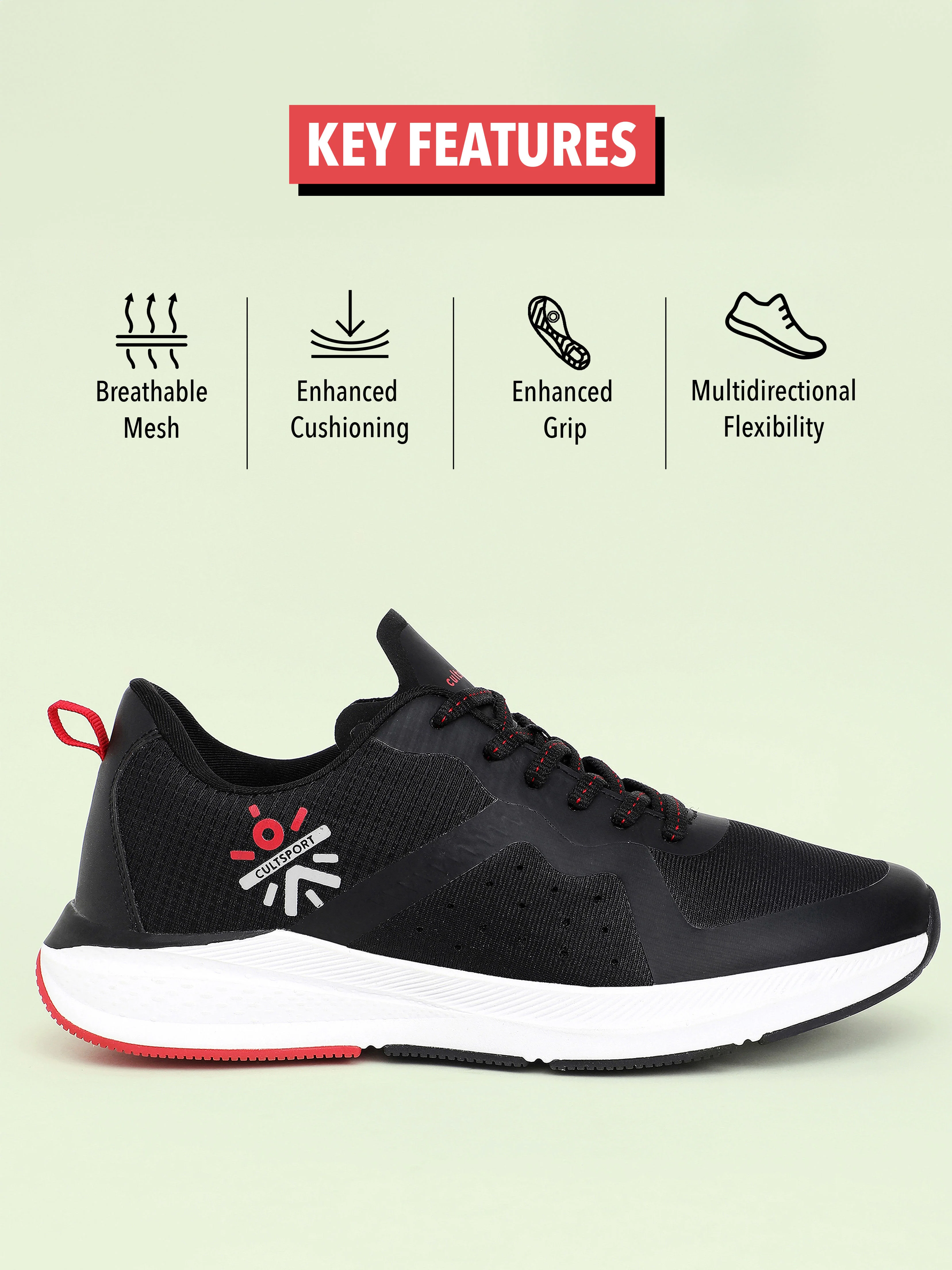 cult Speedster Women Running Shoes - Black/Red - Image 3