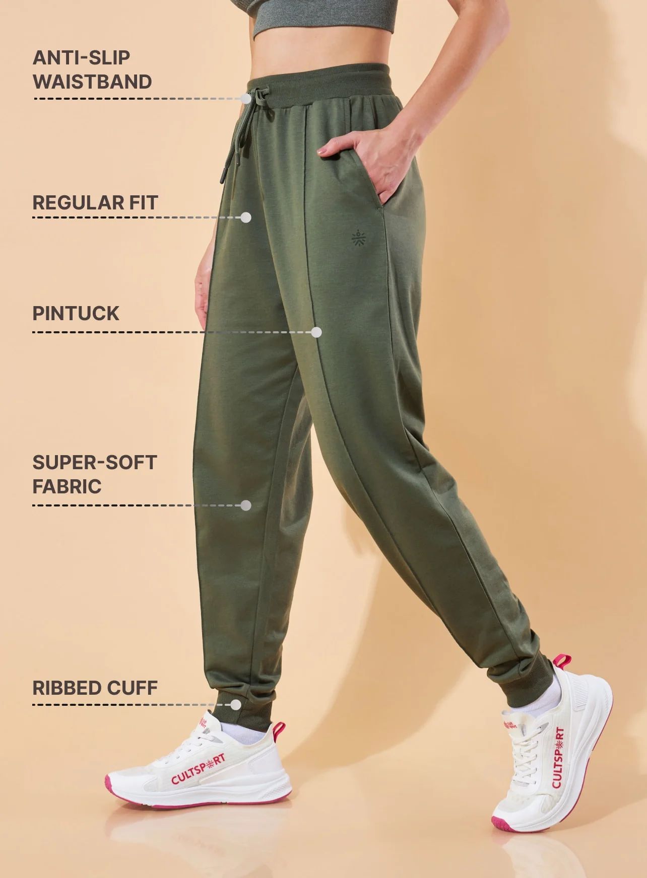Olive Womens Essential All-Day Joggers - Image 5