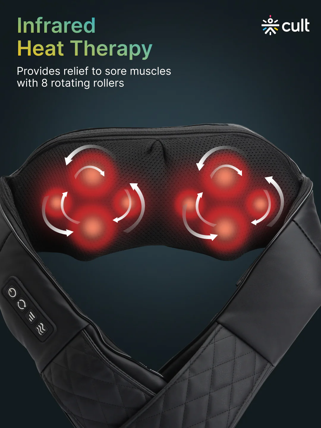 Cult Therma Relax Deep Heal Shiatsu Massager with Infrared Heat Therapy, Kneading Massage for Shoulder, Neck, Back, and Muscle Pain Relief - Image 4