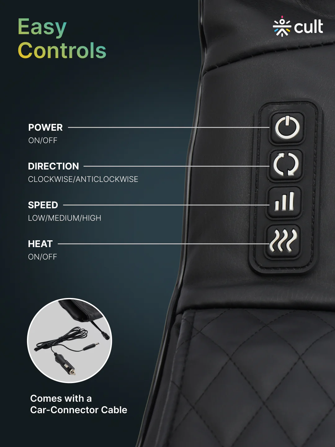 Cult Therma Relax Deep Heal Shiatsu Massager with Infrared Heat Therapy, Kneading Massage for Shoulder, Neck, Back, and Muscle Pain Relief - Image 5