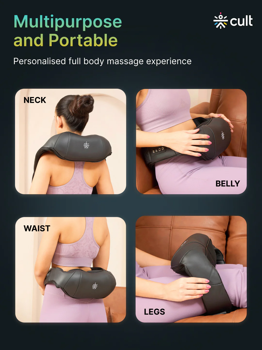 Cult Therma Relax Deep Heal Shiatsu Massager with Infrared Heat Therapy, Kneading Massage for Shoulder, Neck, Back, and Muscle Pain Relief - Image 8