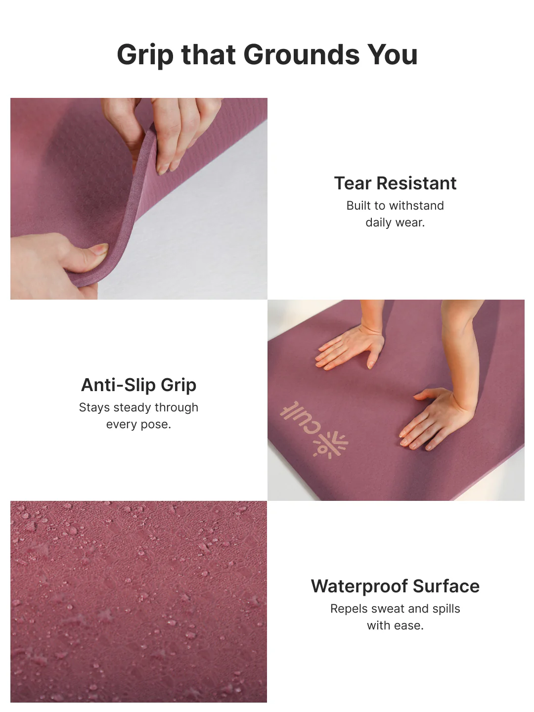 CULT TPE Yoga Mat 10mm Extra Thick with Carry Strap and Bag   Non-Toxic, Latex-Free, Anti-Slip, Tear-Resistant & Lightweight   Superior Cushioning for Joint Support, Ideal for Yoga, Pilates, Meditation & Home Workouts - Maroon - Image 5