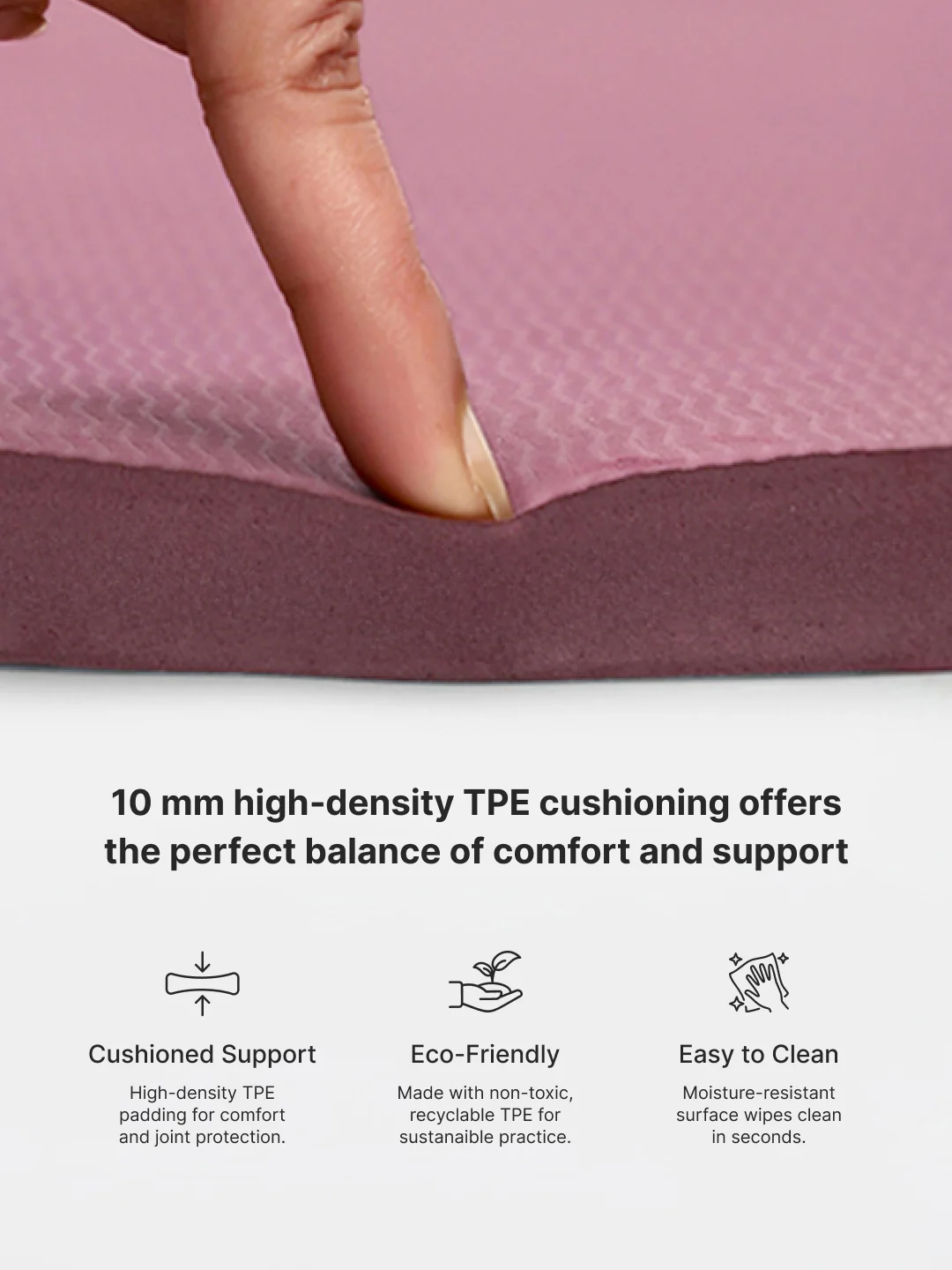 CULT TPE Yoga Mat 10mm Extra Thick with Carry Strap and Bag   Non-Toxic, Latex-Free, Anti-Slip, Tear-Resistant & Lightweight   Superior Cushioning for Joint Support, Ideal for Yoga, Pilates, Meditation & Home Workouts - Maroon - Image 6