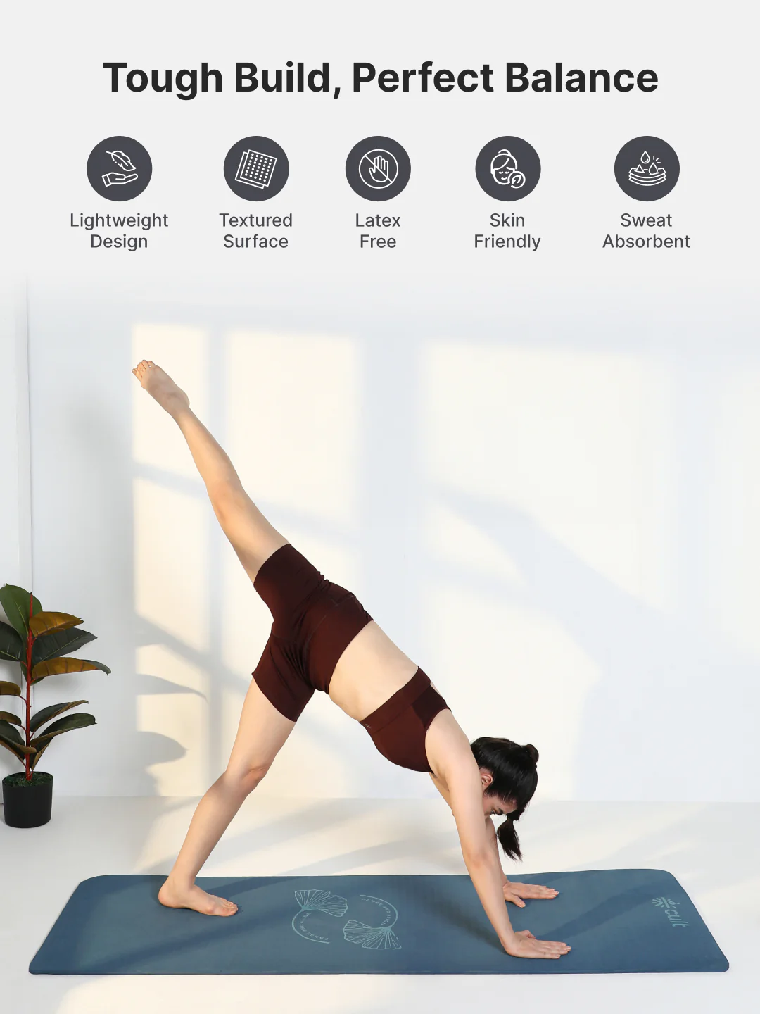 CULT TPE Yoga Mat 10mm Extra Thick with Carry Strap and Bag   Non-Toxic, Latex-Free, Anti-Slip, Tear-Resistant & Lightweight   Superior Cushioning for Joint Support, Meditation & Home Workouts- Teal - Image 4