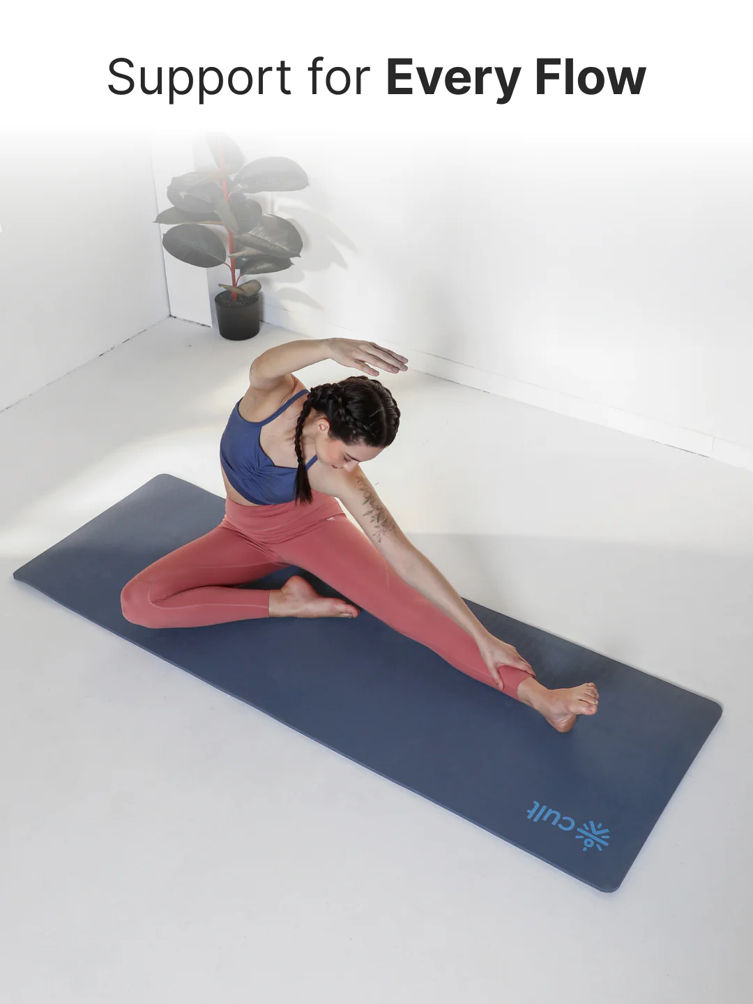 CULT TPE Yoga Mat 10mm Extra Thick with Carry Strap and Bag  Non-Toxic, Latex-Free, Anti-Slip, Tear-Resistant & Lightweight   Superior Cushioning for Joint Support, Meditation & Home Workouts- Navy - Image 3