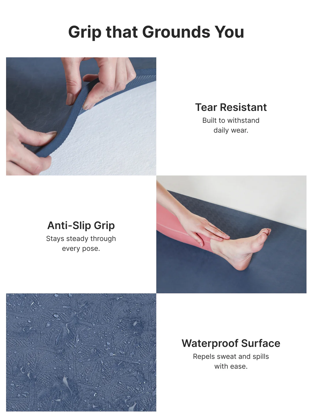 CULT TPE Yoga Mat 10mm Extra Thick with Carry Strap and Bag  Non-Toxic, Latex-Free, Anti-Slip, Tear-Resistant & Lightweight   Superior Cushioning for Joint Support, Meditation & Home Workouts- Navy - Image 5