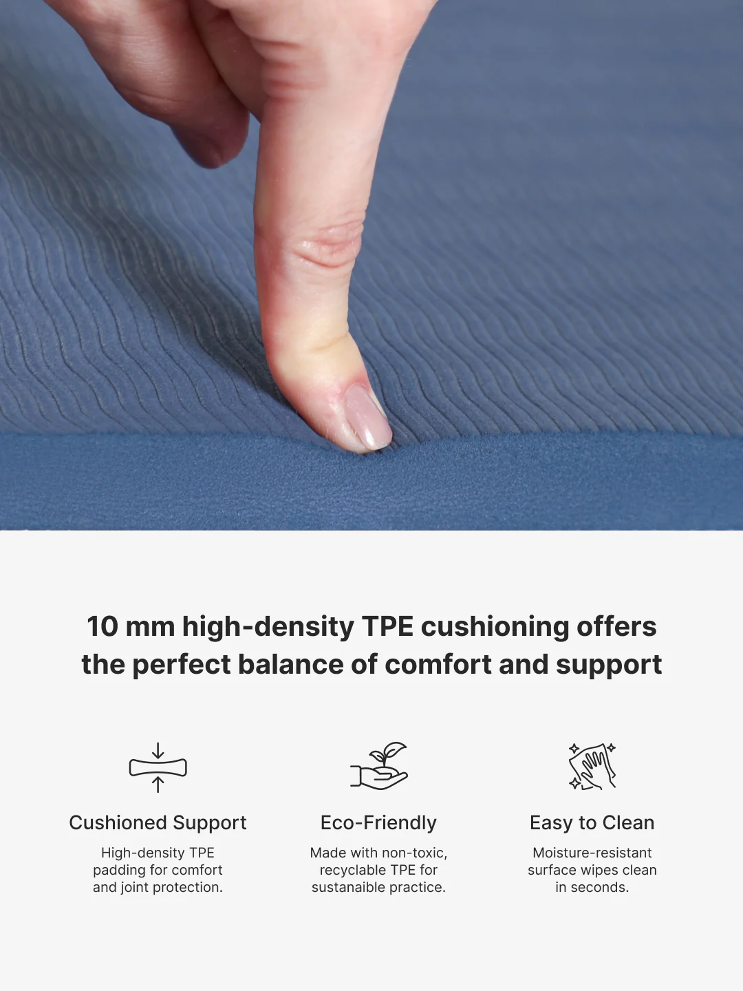 CULT TPE Yoga Mat 10mm Extra Thick with Carry Strap and Bag  Non-Toxic, Latex-Free, Anti-Slip, Tear-Resistant & Lightweight   Superior Cushioning for Joint Support, Meditation & Home Workouts- Navy - Image 6