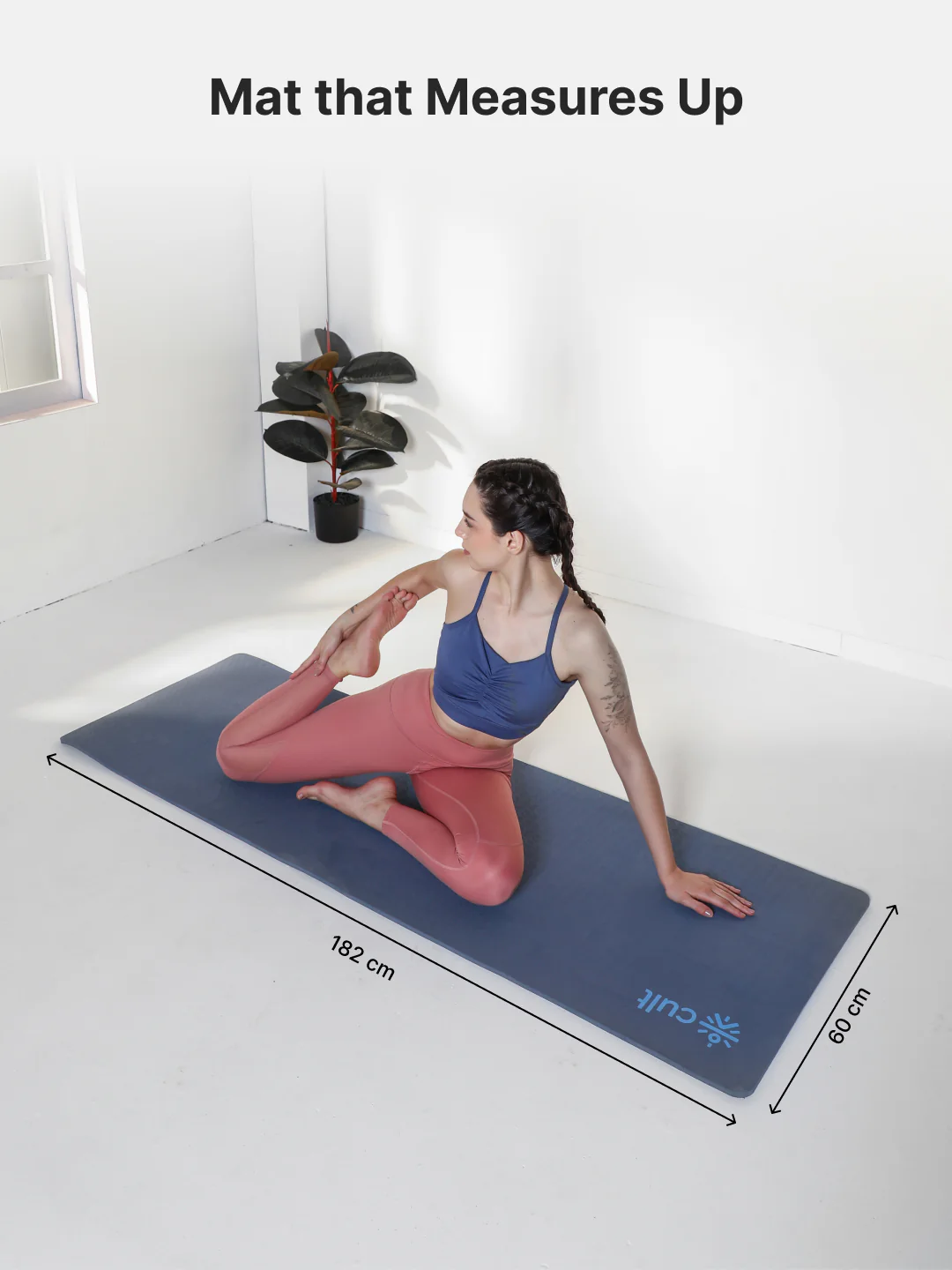 CULT TPE Yoga Mat 10mm Extra Thick with Carry Strap and Bag  Non-Toxic, Latex-Free, Anti-Slip, Tear-Resistant & Lightweight   Superior Cushioning for Joint Support, Meditation & Home Workouts- Navy - Image 9