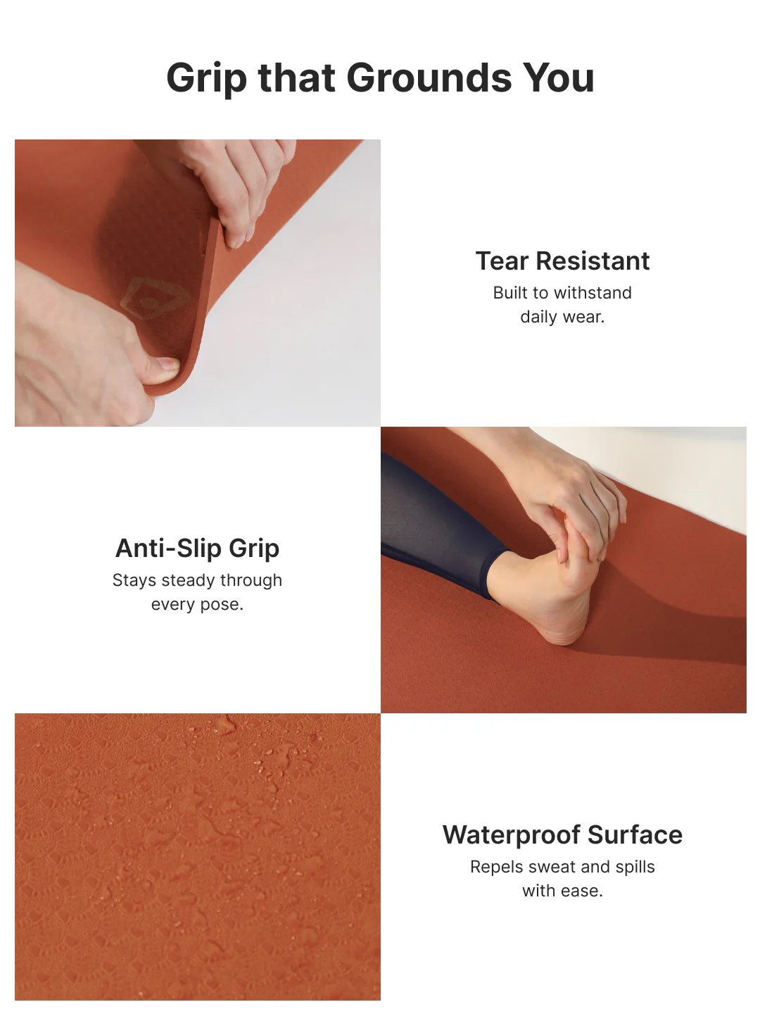 Cult TPE Yoga Mat, Non-Toxic Latex-Free, Anti-Slip, Extra-Thick Cushioning, Tear-Resistant, Travel Strap 6mm (Brown) - Image 5