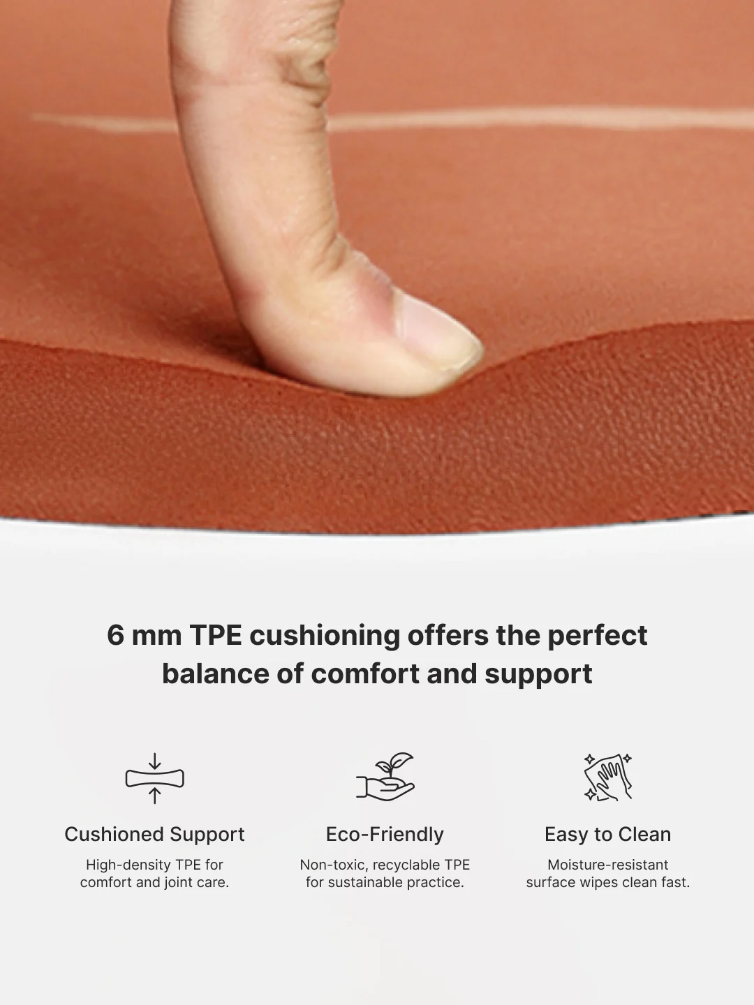 Cult TPE Yoga Mat, Non-Toxic Latex-Free, Anti-Slip, Extra-Thick Cushioning, Tear-Resistant, Travel Strap 6mm (Brown) - Image 6