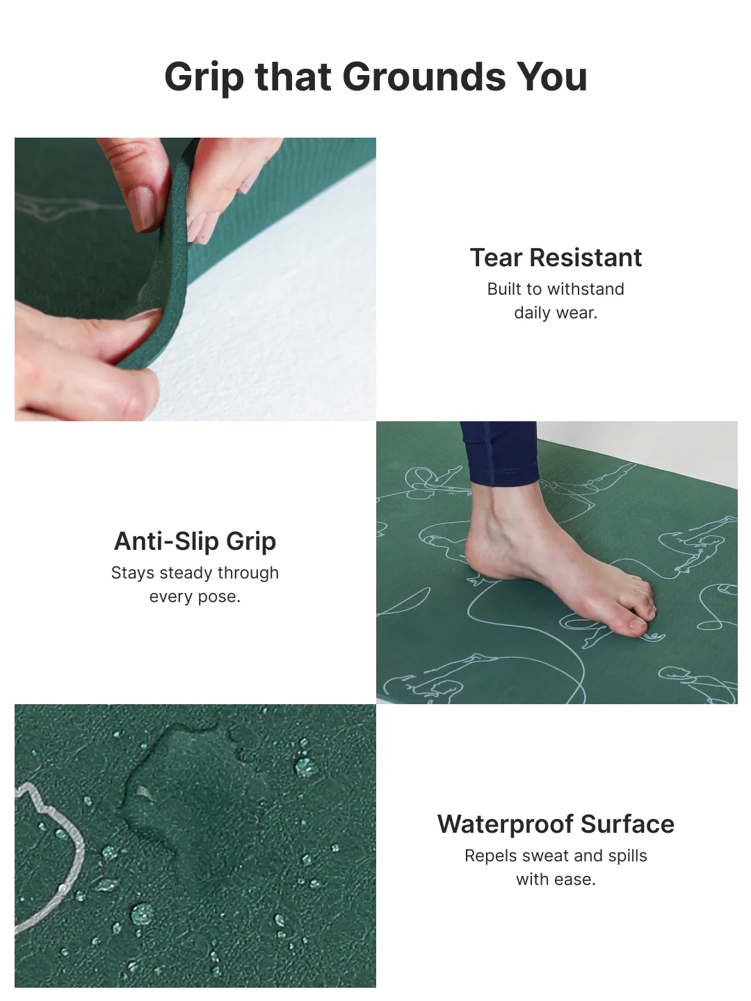 Cult TPE Yoga Mat, Non-Toxic Latex-Free, Anti-Slip, Extra-Thick Cushioning, Tear-Resistant, Travel Strap 6mm (Forest Green) - Image 5
