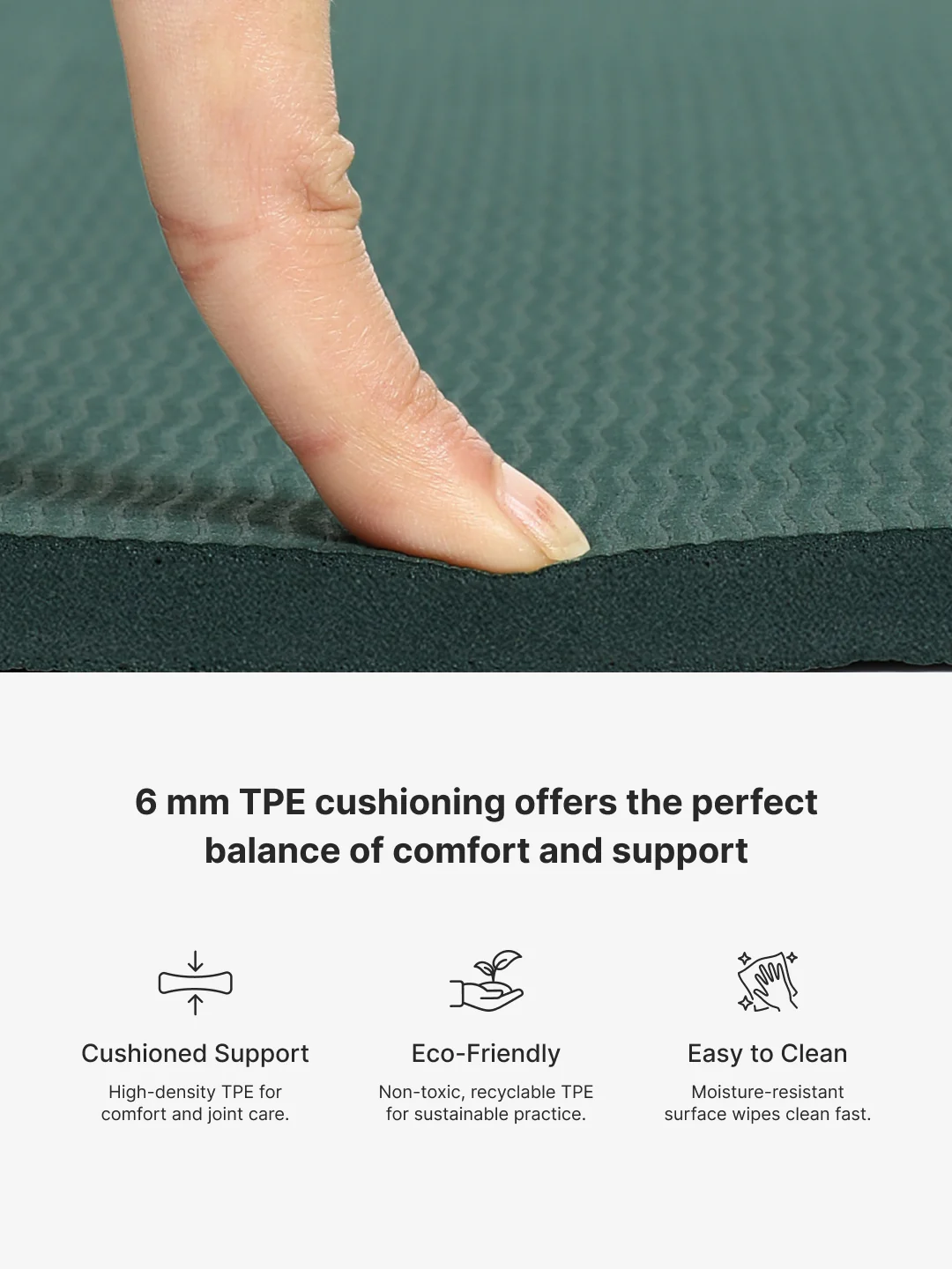 Cult TPE Yoga Mat, Non-Toxic Latex-Free, Anti-Slip, Extra-Thick Cushioning, Tear-Resistant, Travel Strap 6mm (Forest Green) - Image 6