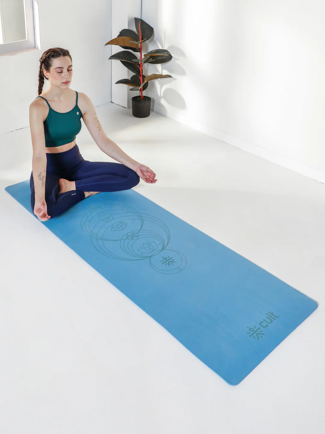 Cult TPE Yoga Mat, Non-Toxic Latex-Free, Anti-Slip, Extra-Thick Cushioning, Tear-Resistant, Travel Strap 6mm (Reef Blue) - Image 2