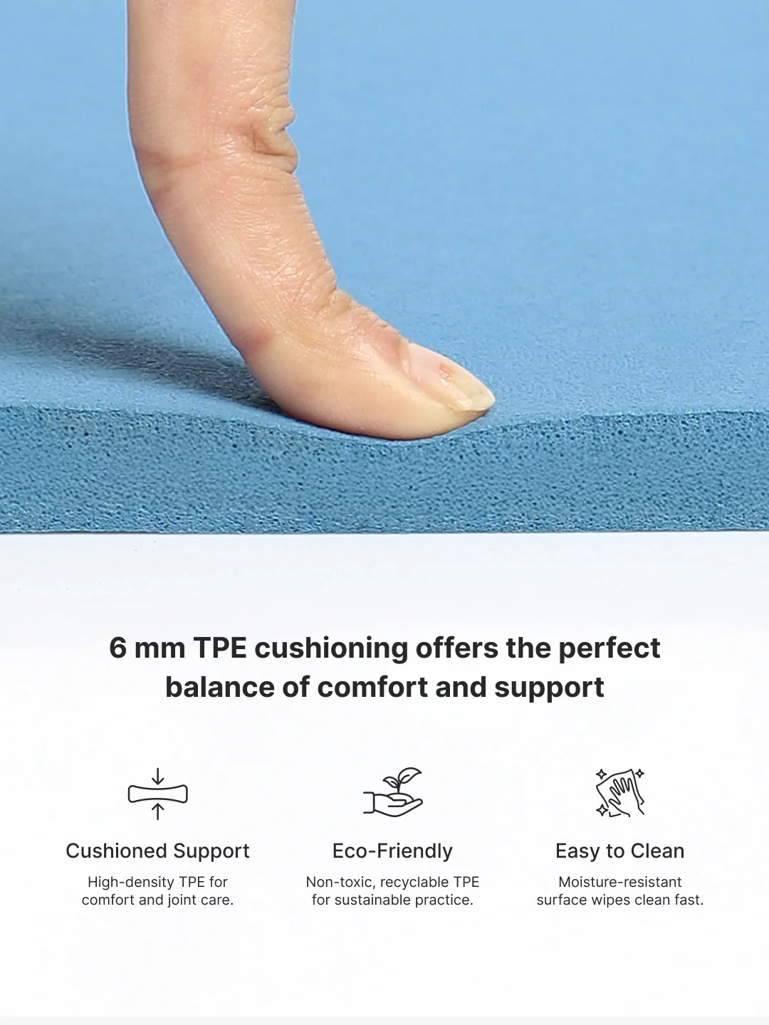 Cult TPE Yoga Mat, Non-Toxic Latex-Free, Anti-Slip, Extra-Thick Cushioning, Tear-Resistant, Travel Strap 6mm (Reef Blue) - Image 6