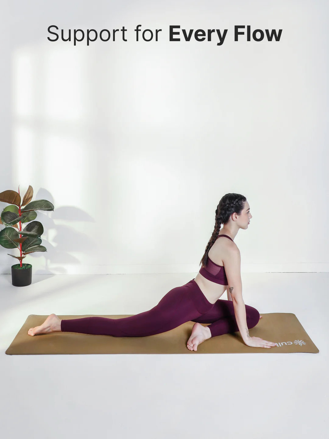 CULT Ultra Cushioned 8mm TPE Yoga & Pilates Mat   Eco-Friendly, Skin-Friendly, Anti-Skid, Tear-Resistant, Lightweight & Portable with Carry Strap and Bag   Ideal for Home, Gym & Outdoor Workouts - Brown - Image 3