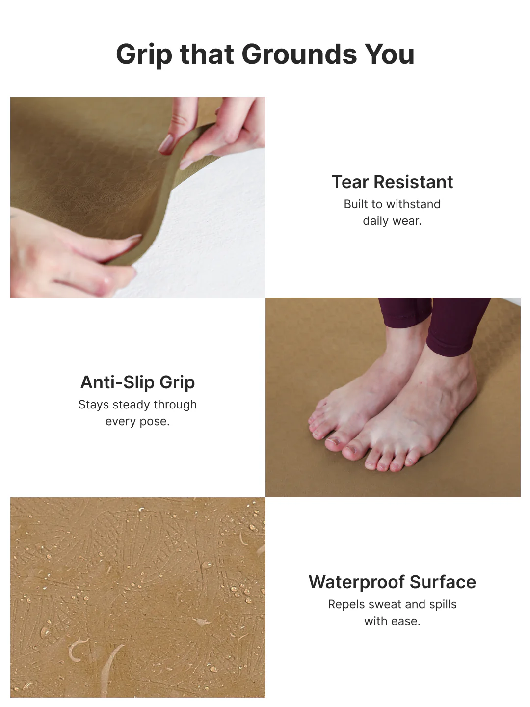 CULT Ultra Cushioned 8mm TPE Yoga & Pilates Mat   Eco-Friendly, Skin-Friendly, Anti-Skid, Tear-Resistant, Lightweight & Portable with Carry Strap and Bag   Ideal for Home, Gym & Outdoor Workouts - Brown - Image 5
