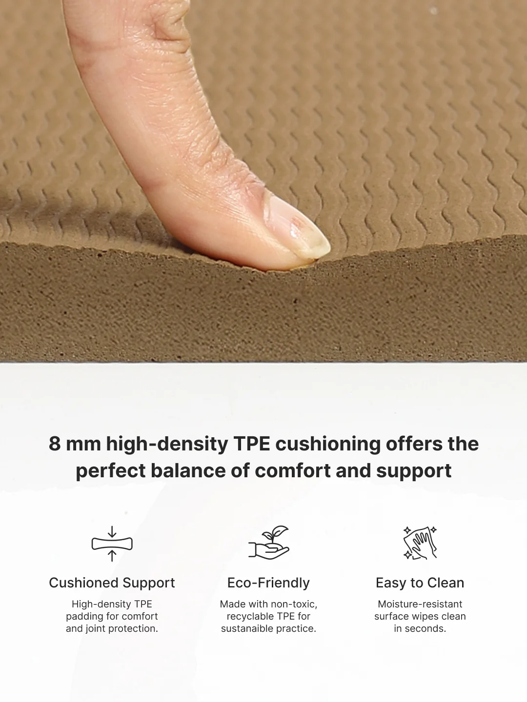 CULT Ultra Cushioned 8mm TPE Yoga & Pilates Mat   Eco-Friendly, Skin-Friendly, Anti-Skid, Tear-Resistant, Lightweight & Portable with Carry Strap and Bag   Ideal for Home, Gym & Outdoor Workouts - Brown - Image 6