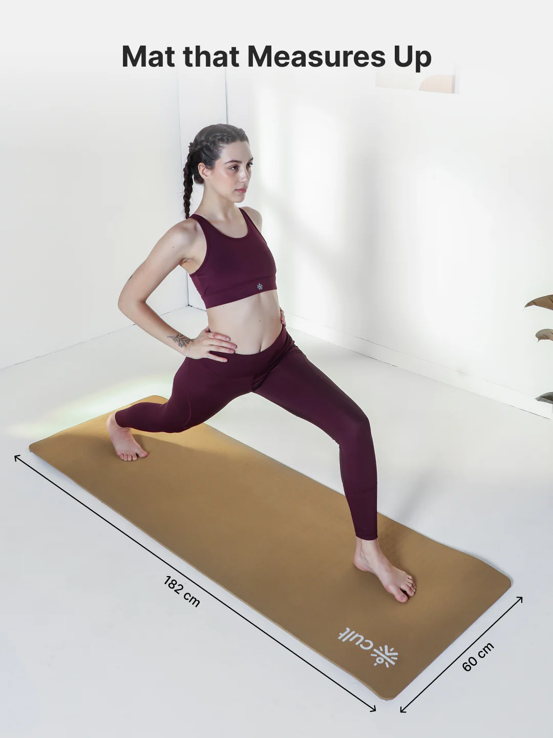 CULT Ultra Cushioned 8mm TPE Yoga & Pilates Mat   Eco-Friendly, Skin-Friendly, Anti-Skid, Tear-Resistant, Lightweight & Portable with Carry Strap and Bag   Ideal for Home, Gym & Outdoor Workouts - Brown - Image 9