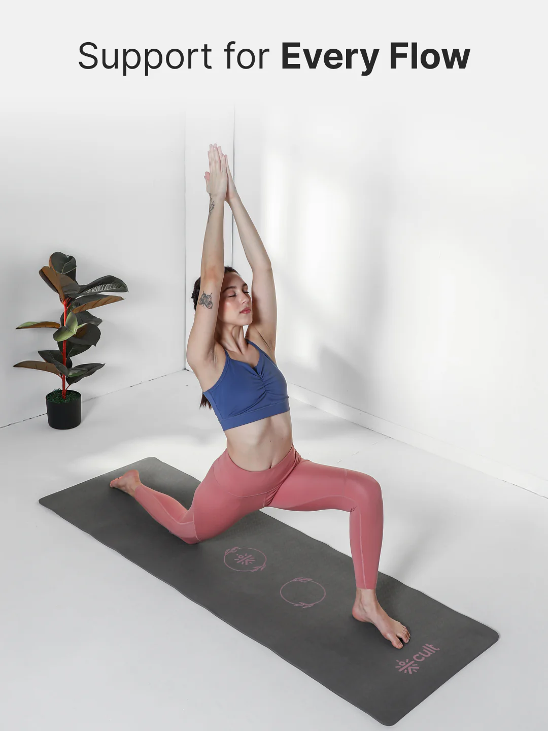 CULT Ultra Cushioned 8mm TPE Yoga & Pilates Mat   Eco-Friendly, Skin-Friendly, Anti-Skid, Tear-Resistant, Lightweight & Portable with Carry Strap and Bag  Ideal for Home, Gym & Outdoor Workouts - Dark Grey - Image 3