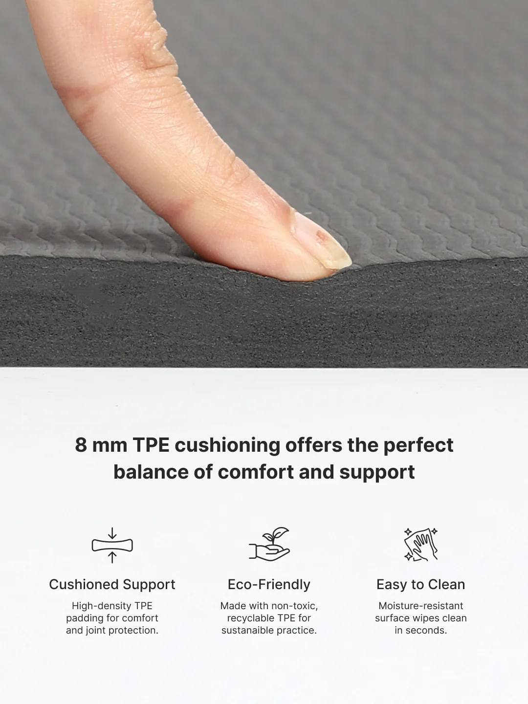 CULT Ultra Cushioned 8mm TPE Yoga & Pilates Mat   Eco-Friendly, Skin-Friendly, Anti-Skid, Tear-Resistant, Lightweight & Portable with Carry Strap and Bag  Ideal for Home, Gym & Outdoor Workouts - Dark Grey - Image 6