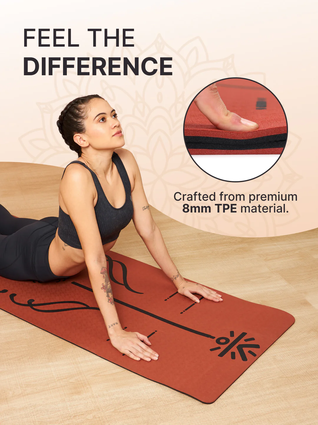 TPE Alignment 8mm Yoga Mat Brick with carry bag & Yoga Wheel Dark Grey - Image 4