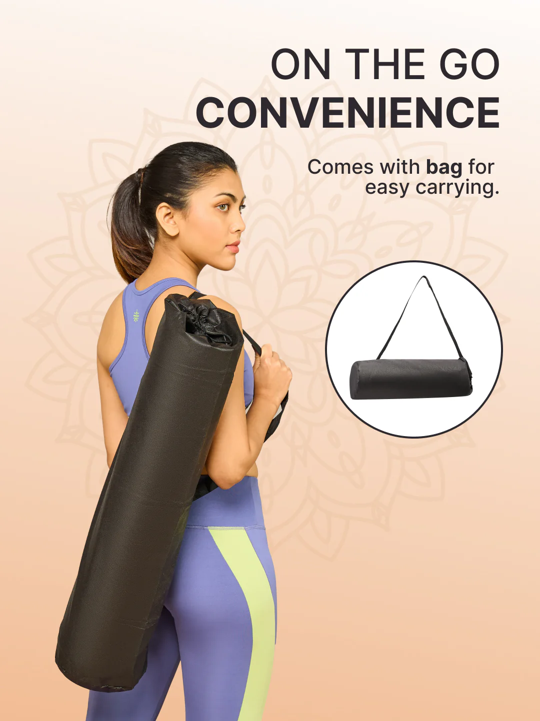 TPE Alignment 8mm Yoga Mat Brick with carry bag & Yoga Wheel Dark Grey - Image 8