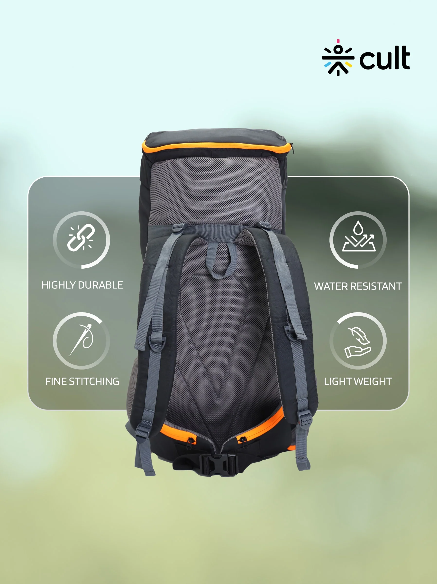 Travel Rucksack 55 L Black Orange - Image 4