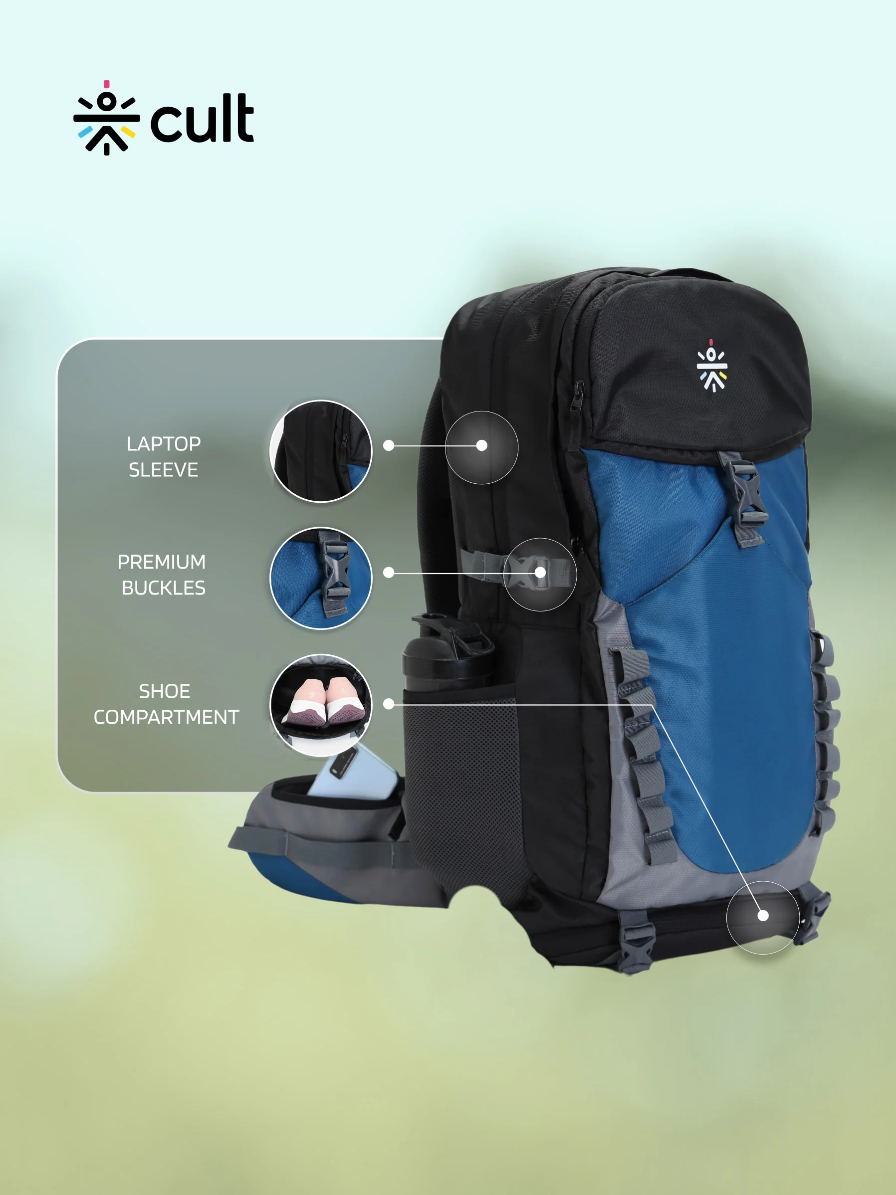 Travel Rucksack 60 L Blue - Image 3