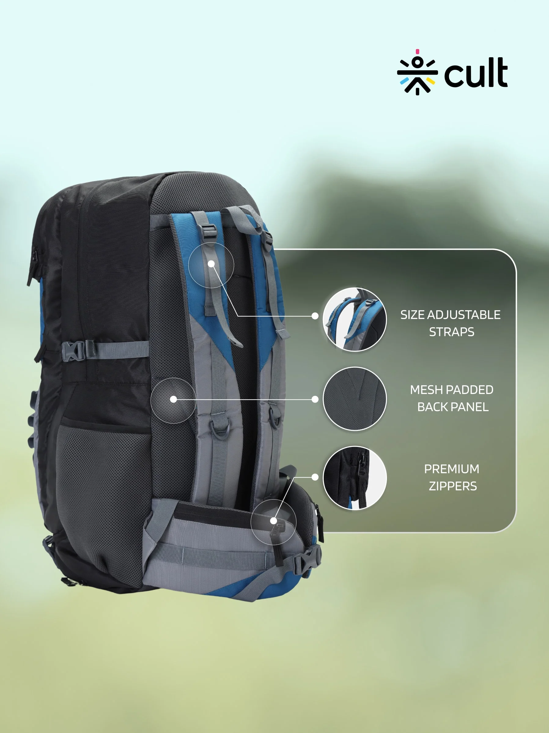 Travel Rucksack 60 L Blue - Image 4