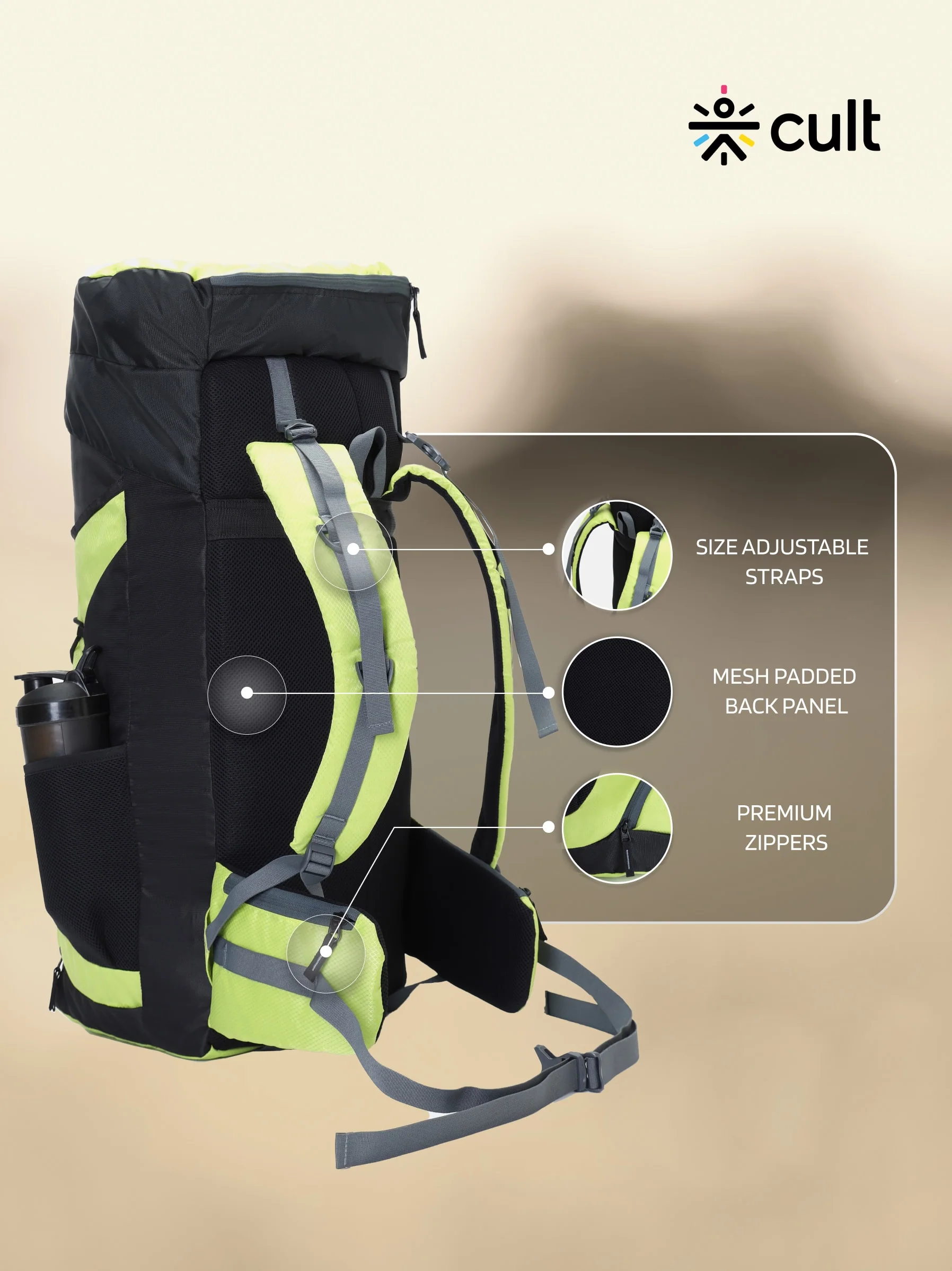 Travel Rucksack 60 L Green - Image 4