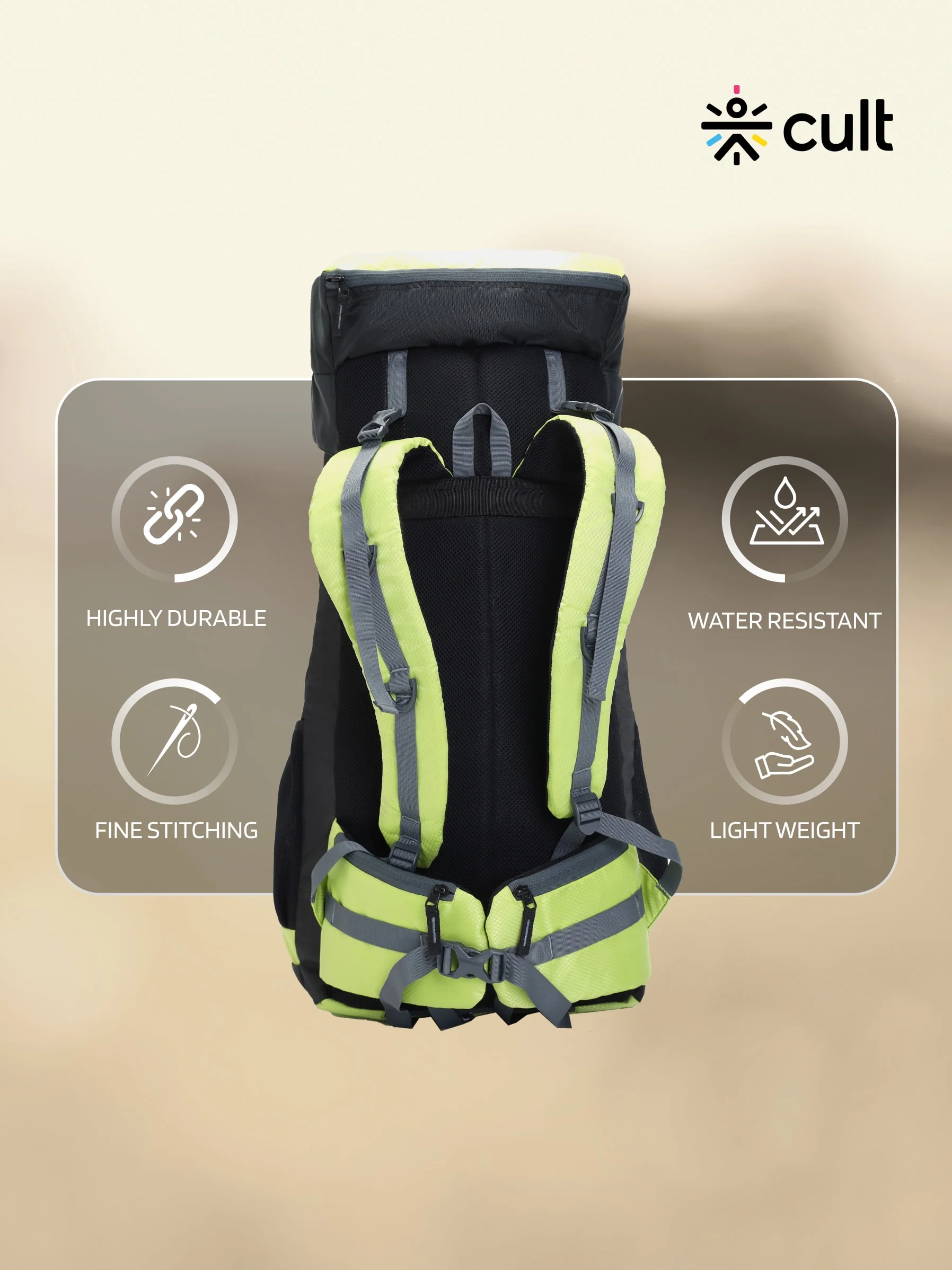 Travel Rucksack 60 L Green - Image 5