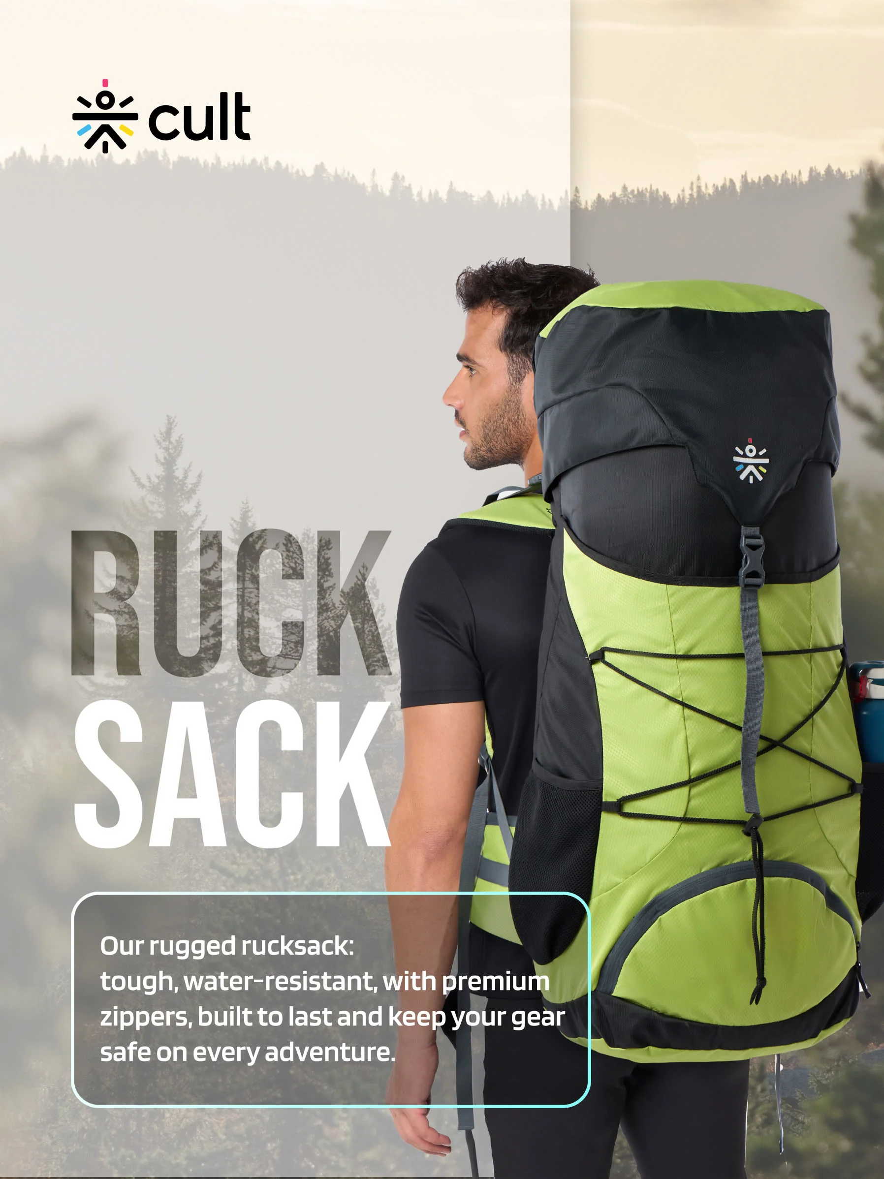 Travel Rucksack 60 L Green - Image 6