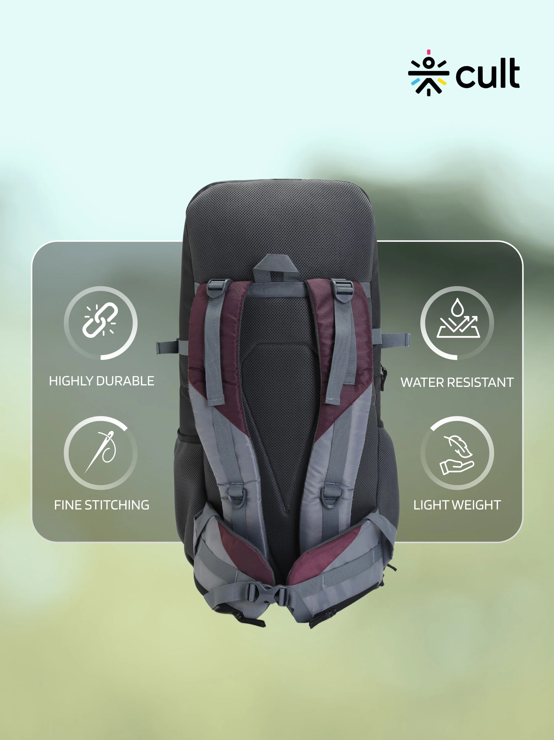 Travel Rucksack 60 L Maroon - Image 5