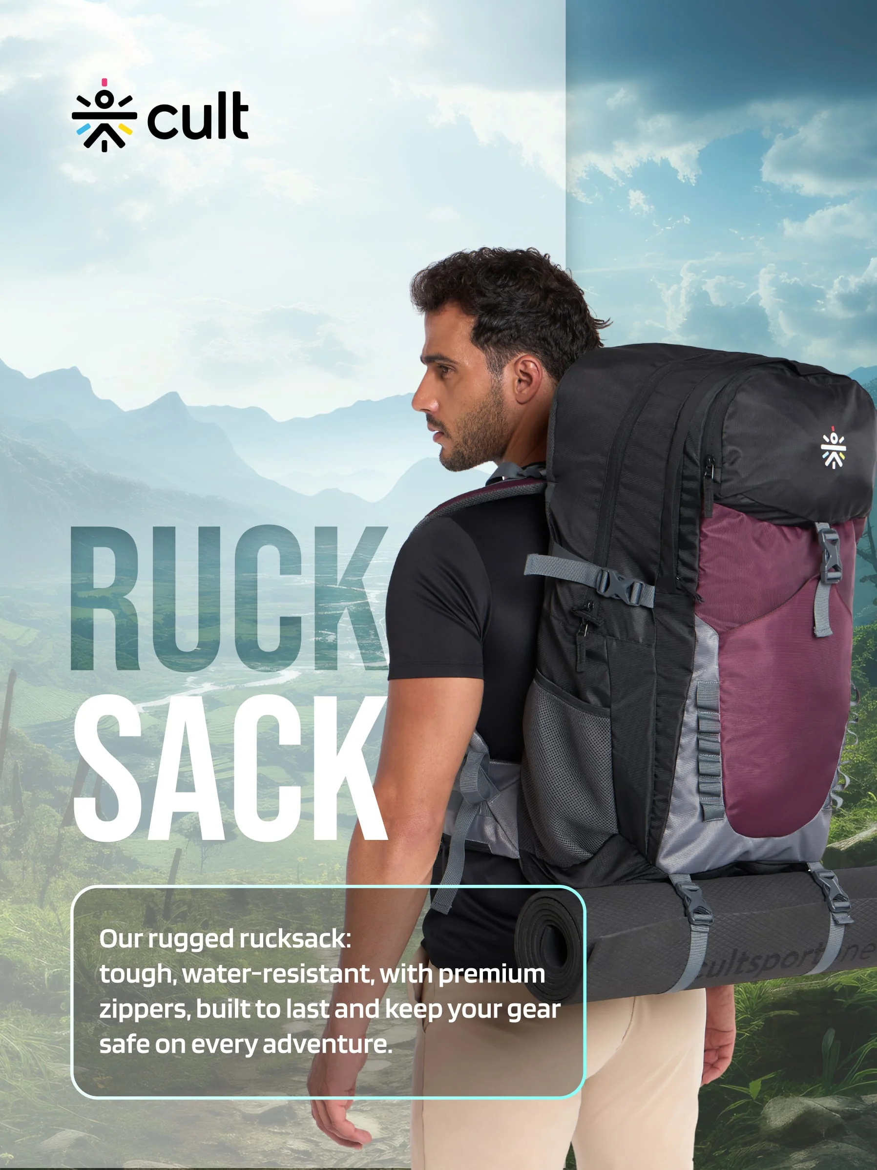 Travel Rucksack 60 L Maroon - Image 6