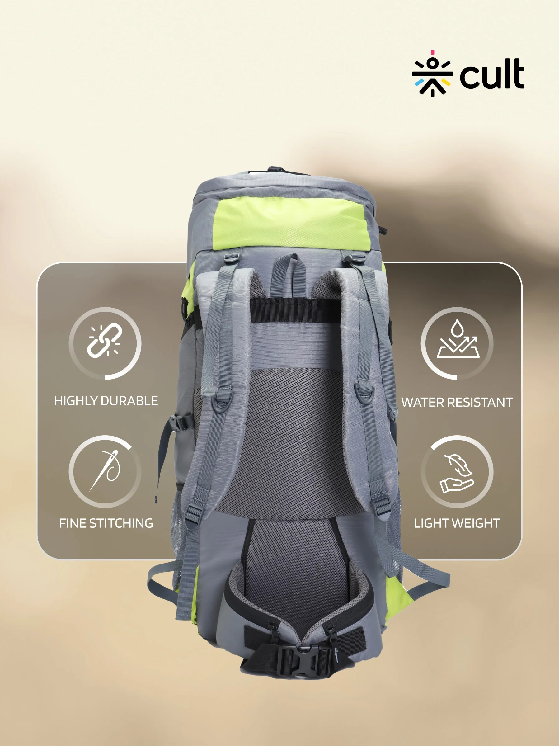 Travel Rucksack 65 L Grey Green - Image 5