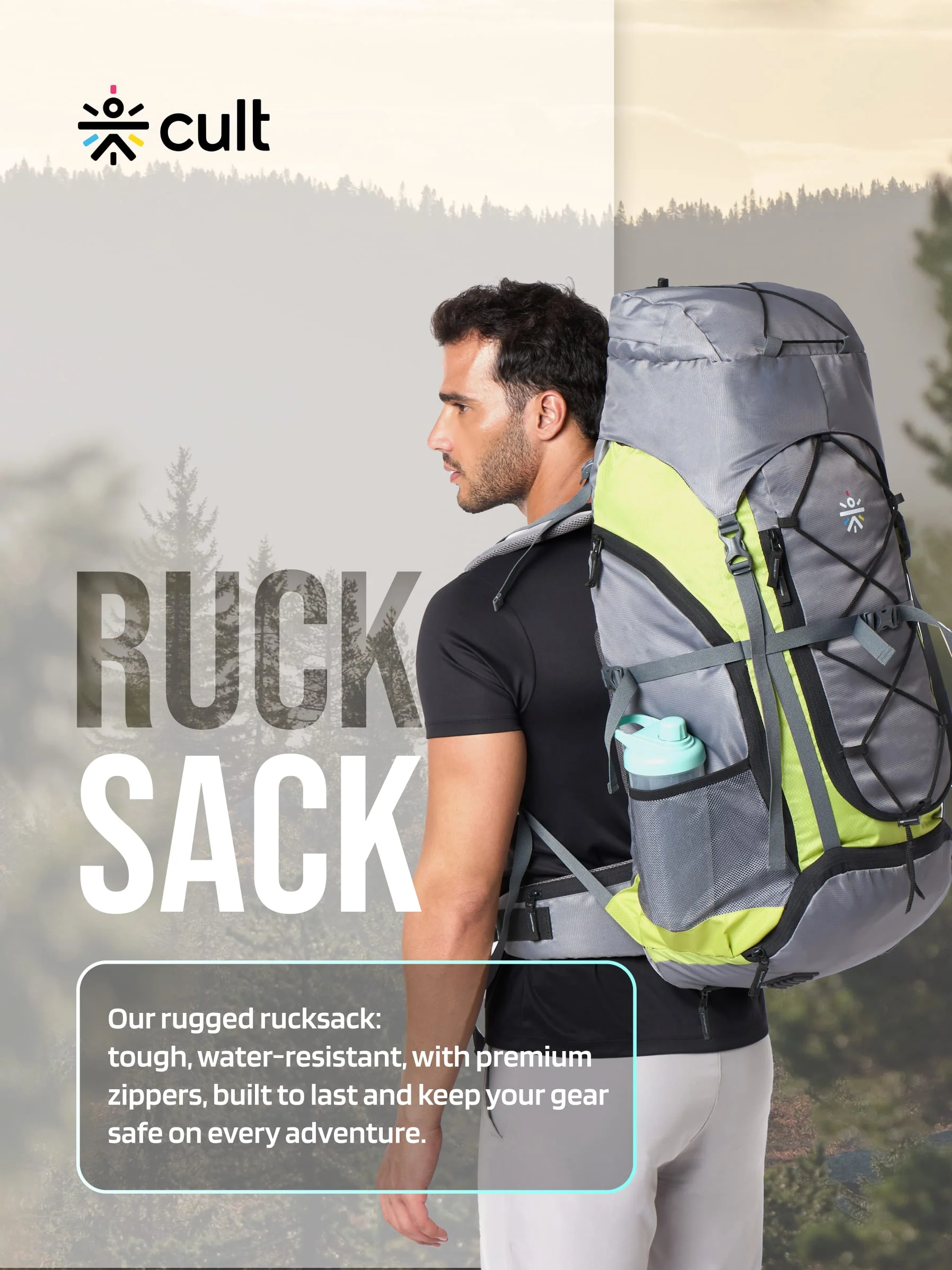 Travel Rucksack 65 L Grey Green - Image 6