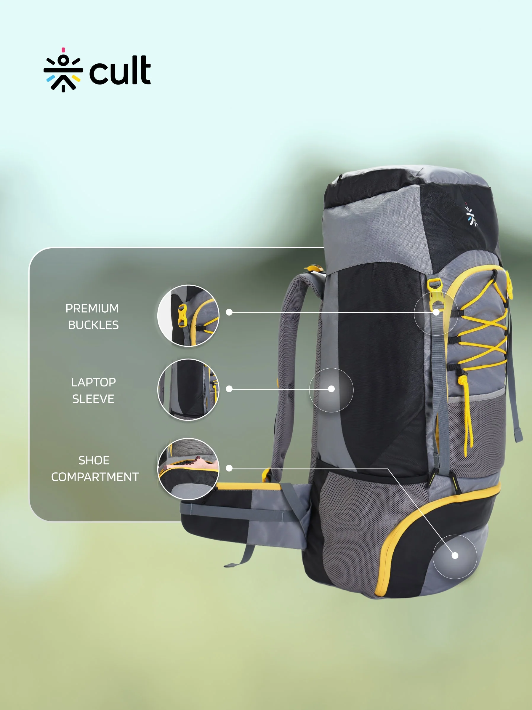 Travel Rucksack 75 L Black - Image 3