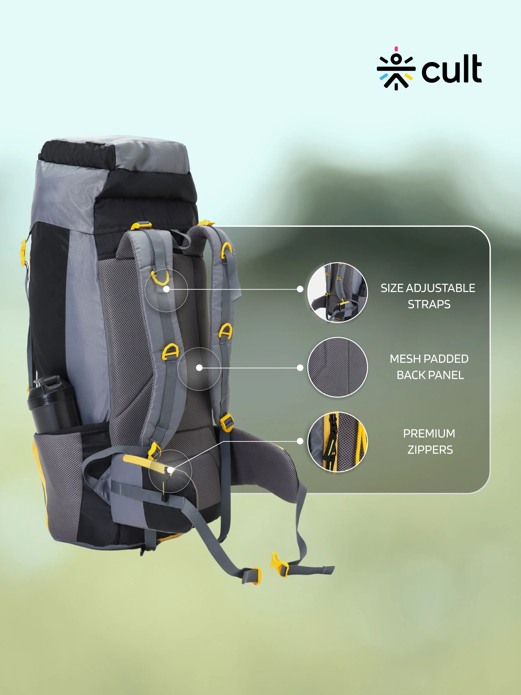 Travel Rucksack 75 L Black - Image 4