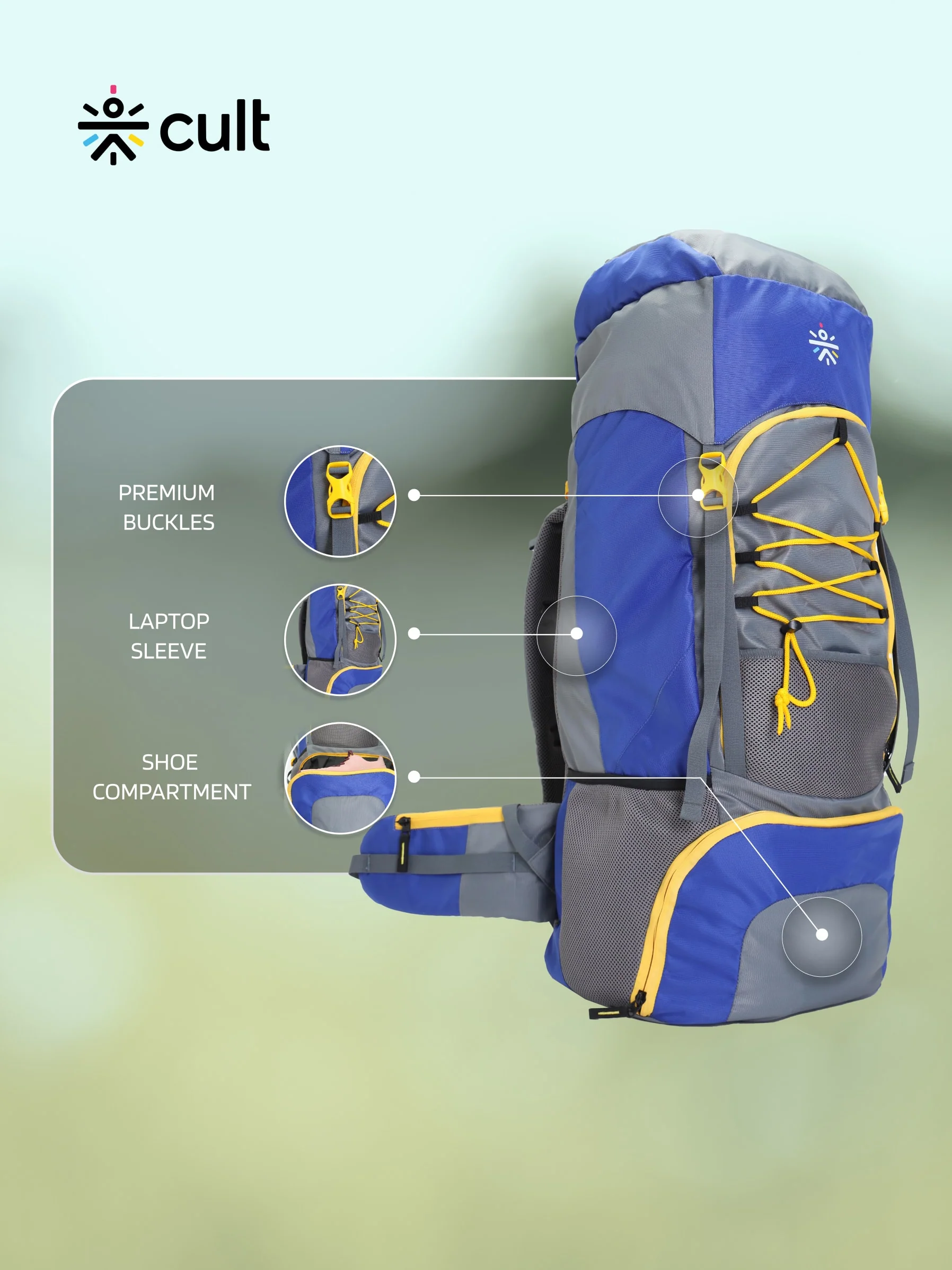 Travel Rucksack 75 L Blue - Image 3