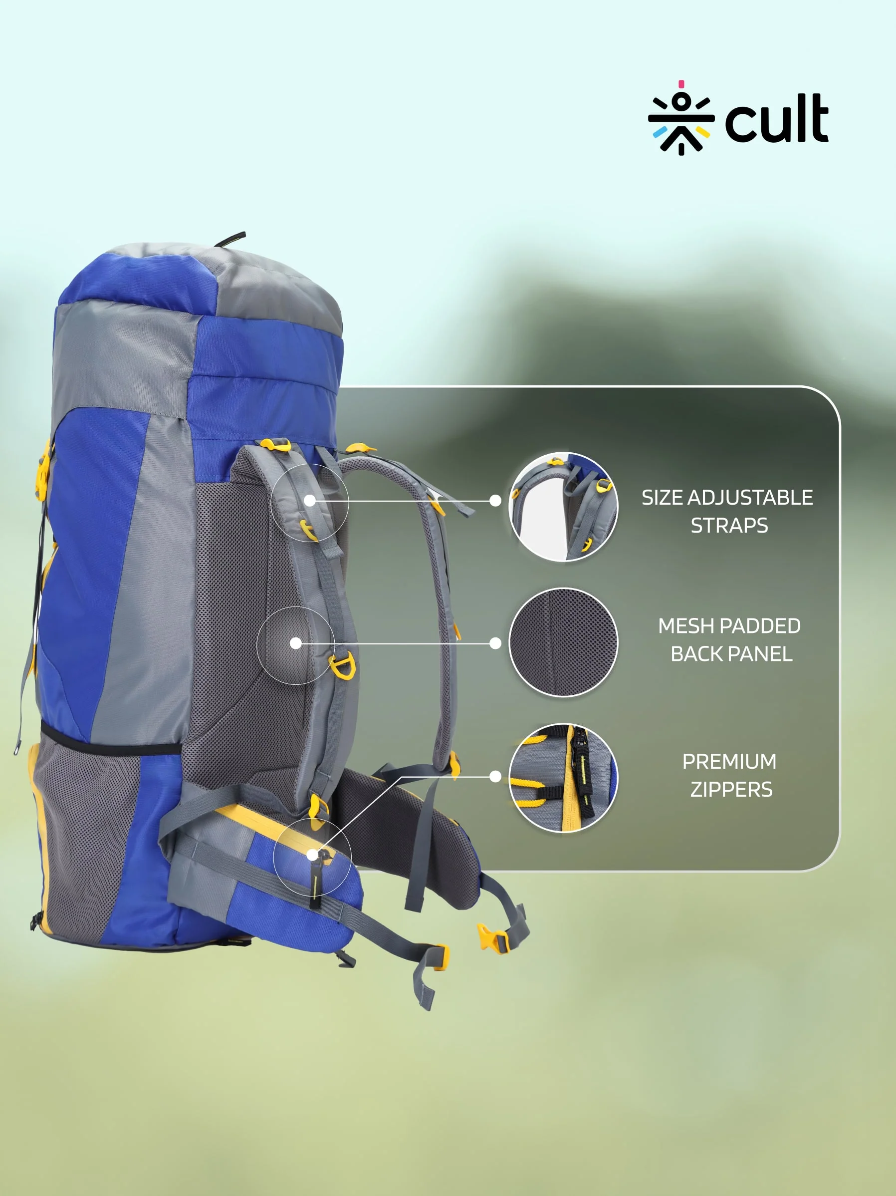 Travel Rucksack 75 L Blue - Image 4
