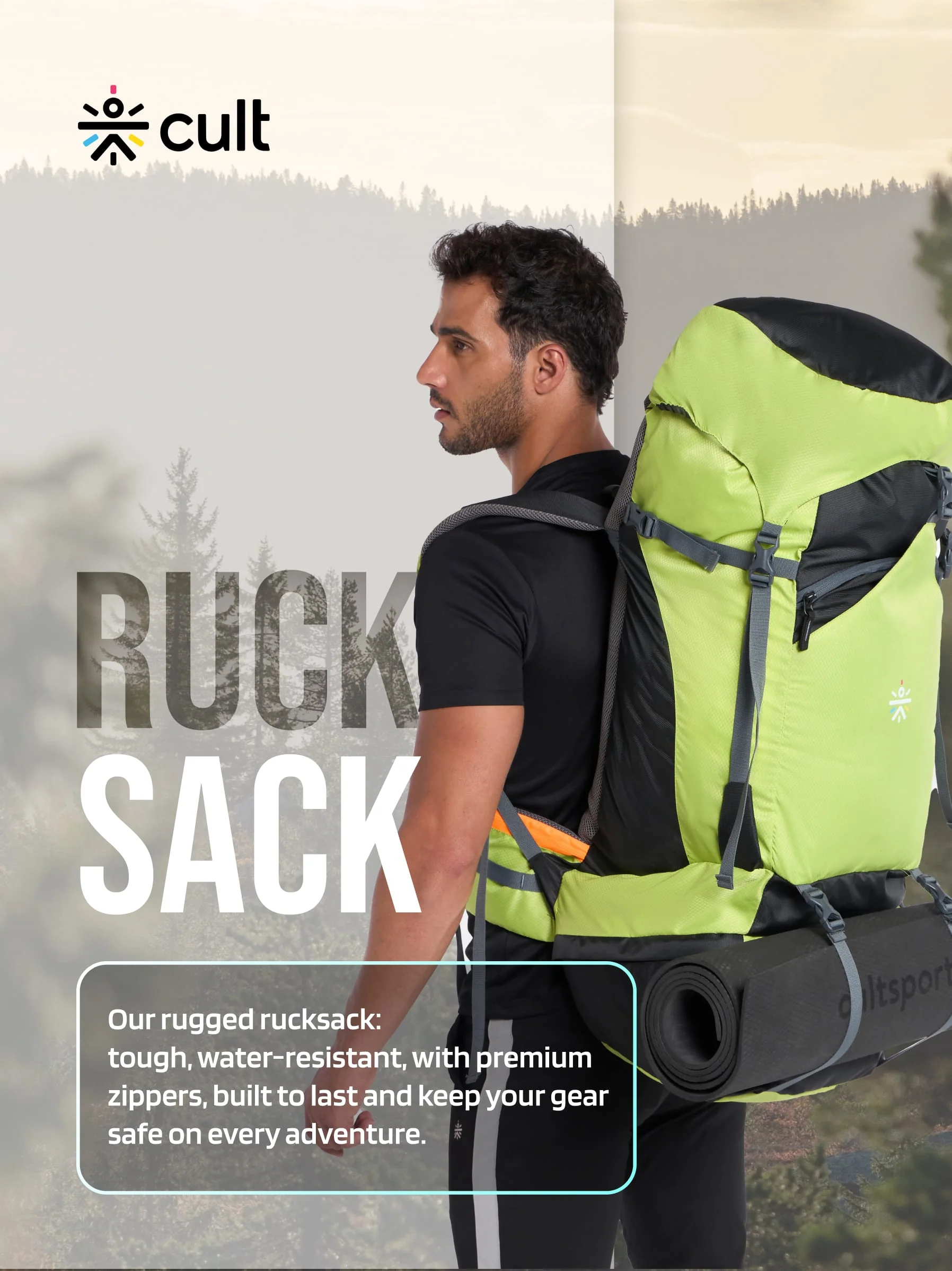 Travel Rucksack 75 L Green - Image 7