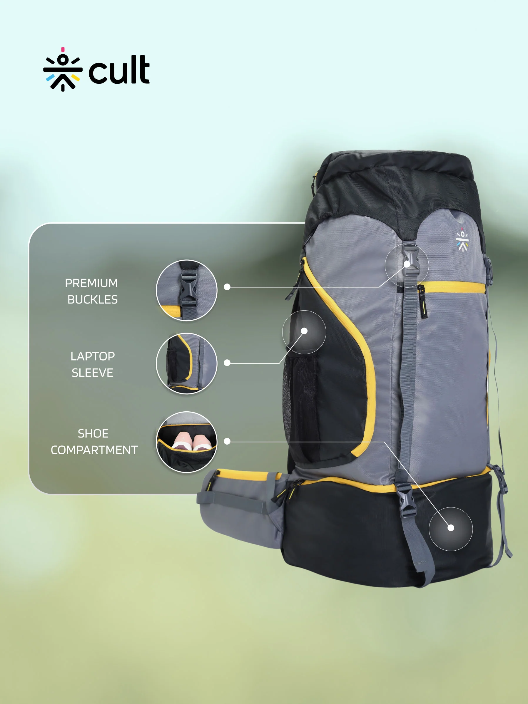 Travel Rucksack 80 L Black - Image 3