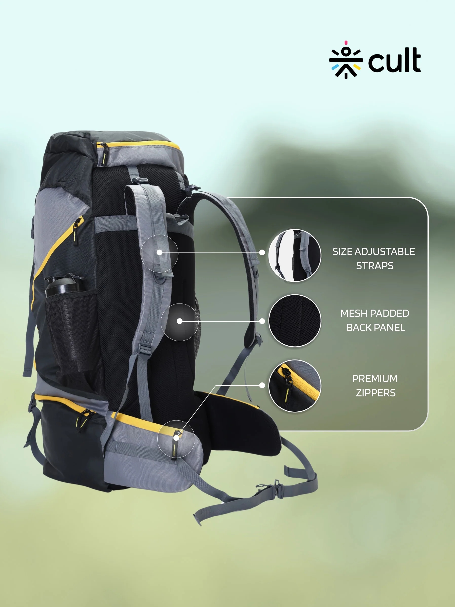 Travel Rucksack 80 L Black - Image 4