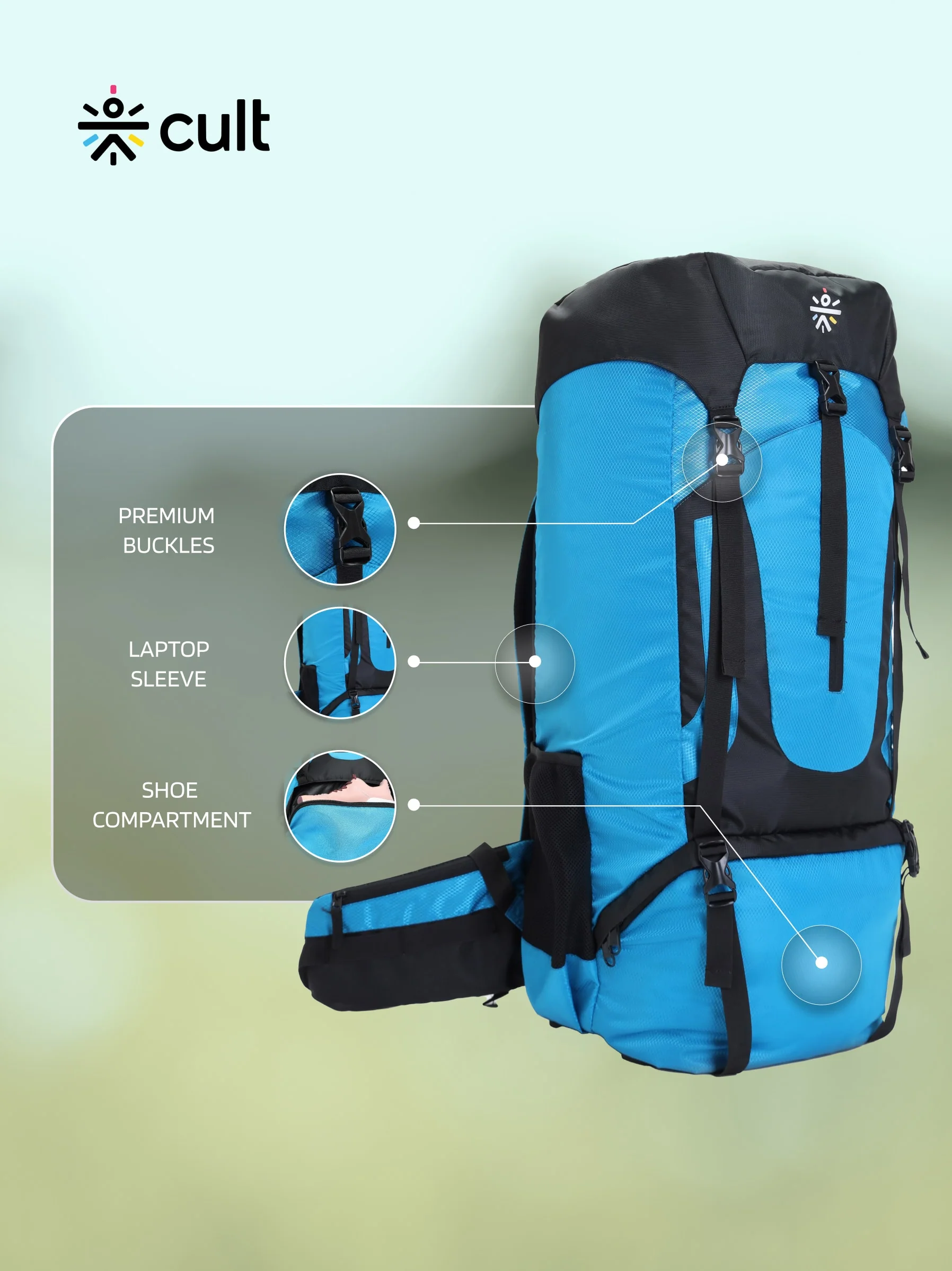 Travel Rucksack 80 L Blue - Image 3